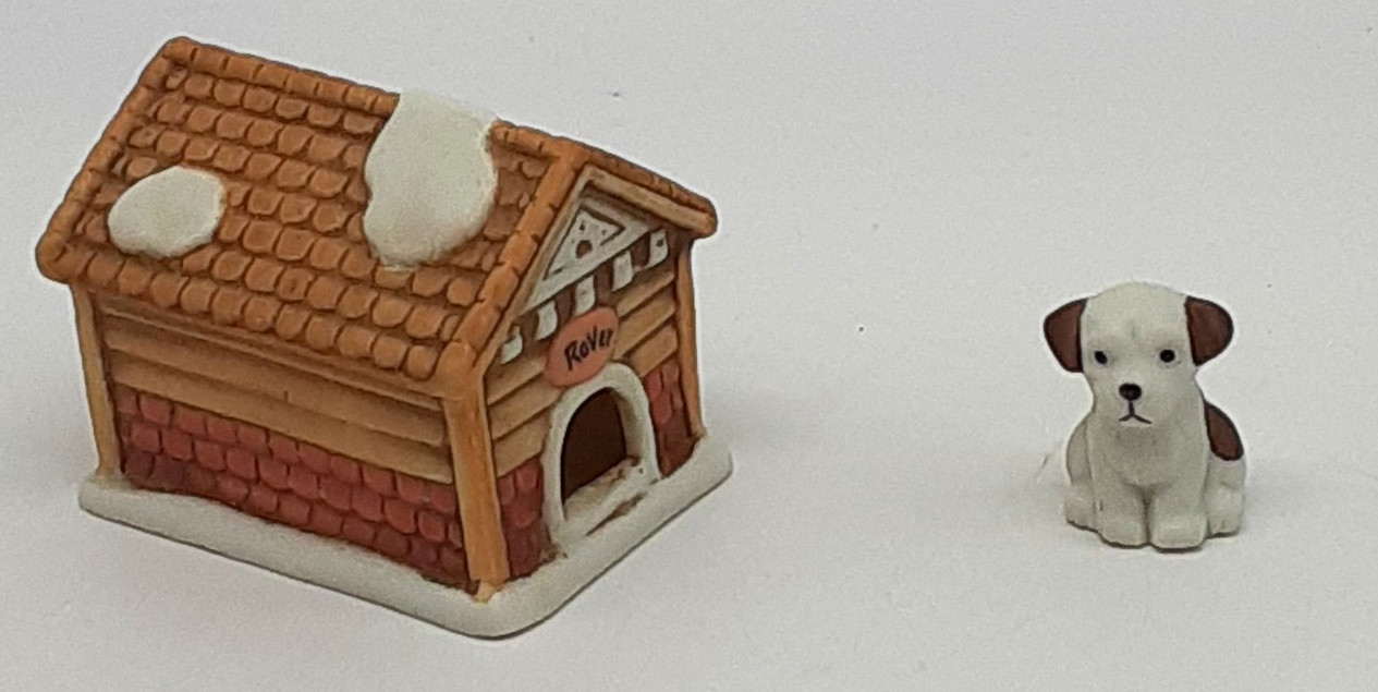 Lefton Colonial Christmas Village Figurine Doghouse Dog Rover House 458 1992 Lot