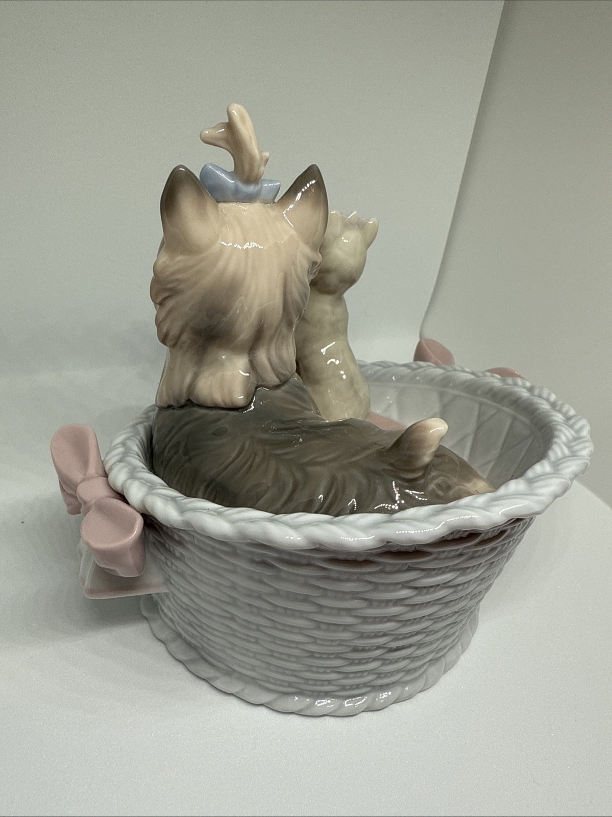Vintage Lladró “Our Cozy Home” #6469 Yorkie Dogs Basket Figurine