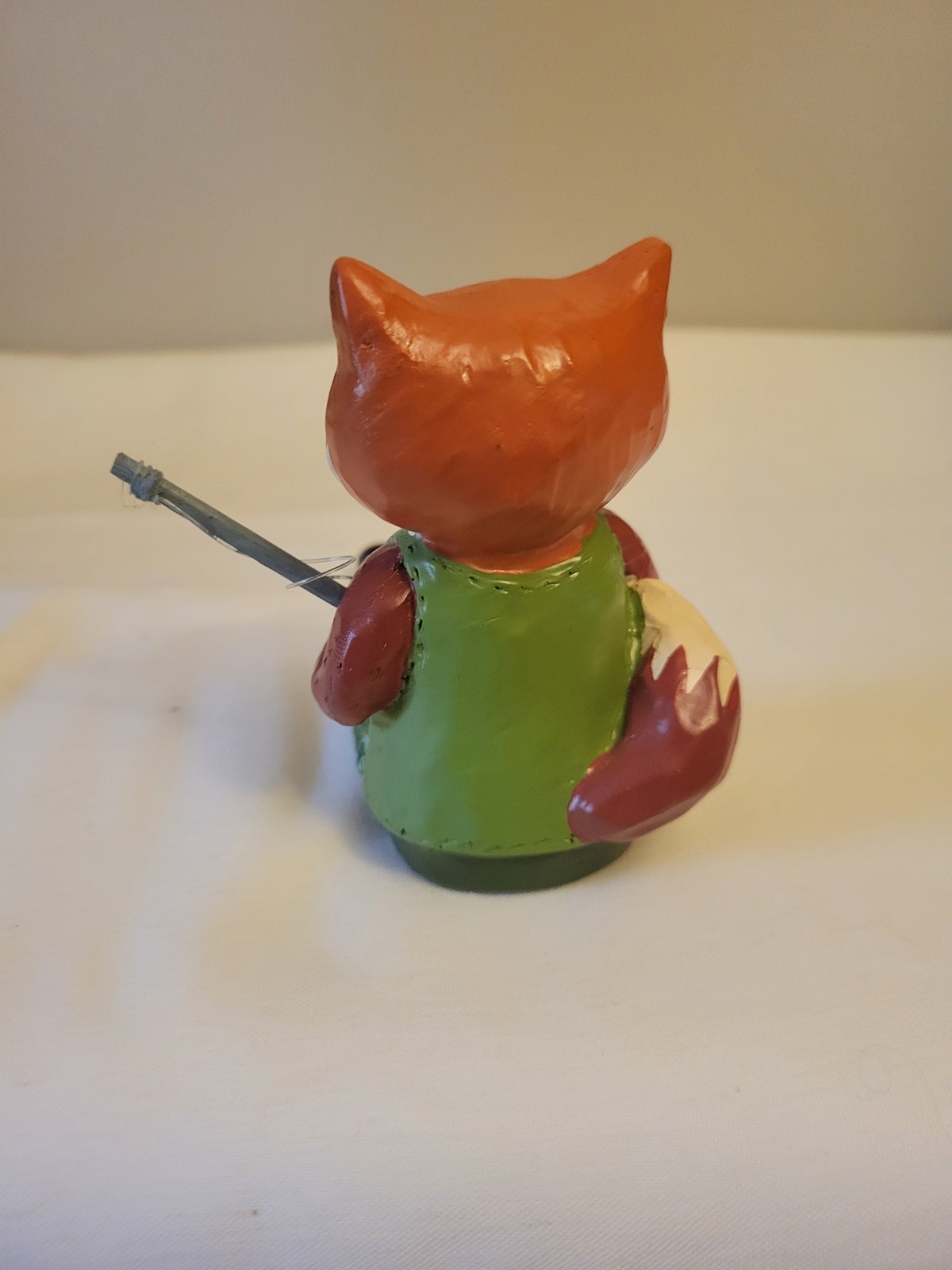 VINTAGE CRACKER BARREL SHELF FOX W/FISHING BOOTS & GREEN COAT EXCELLENT COND.