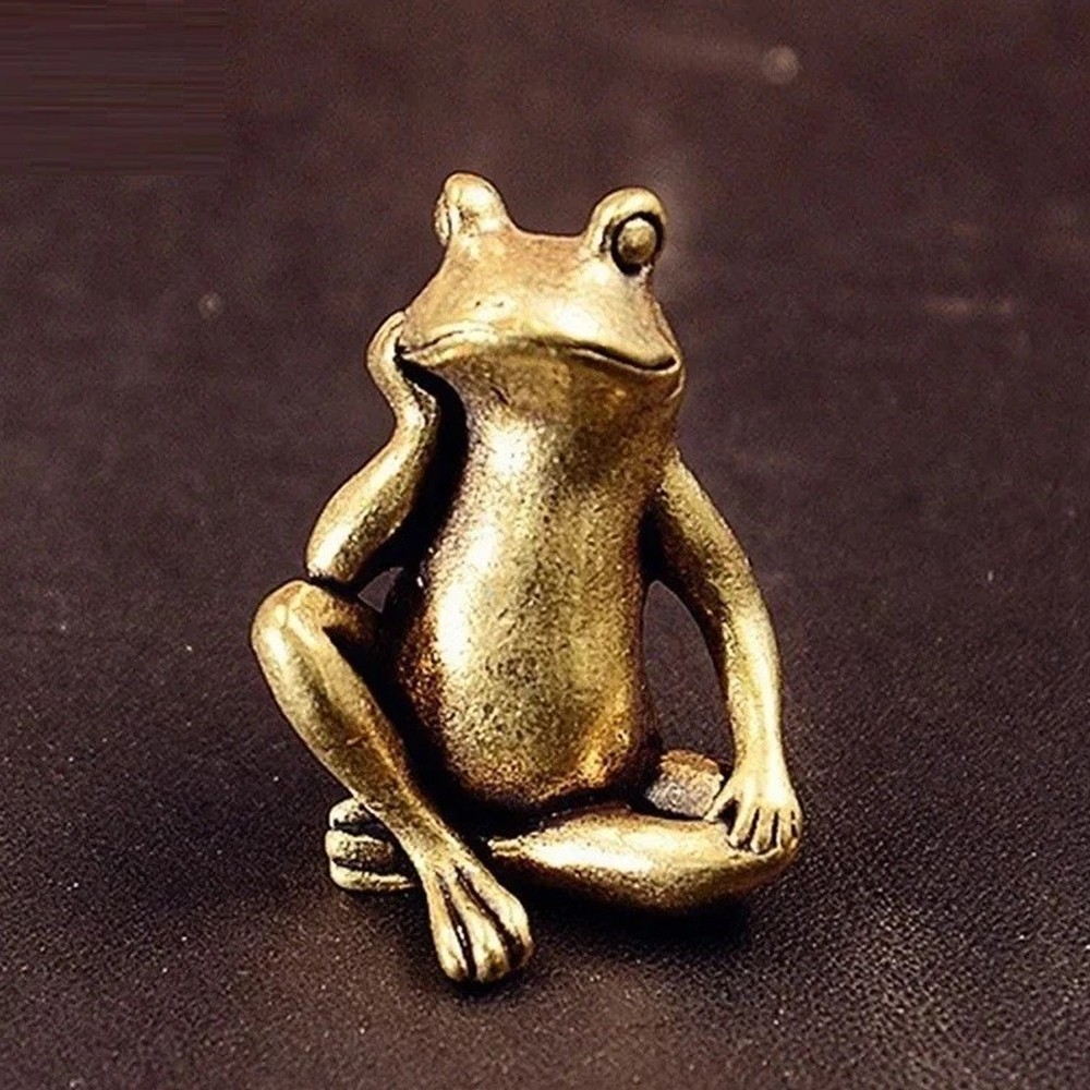 Home Decoration Toy Brass Frog Animal Figurine Miniature Statue Table Desk