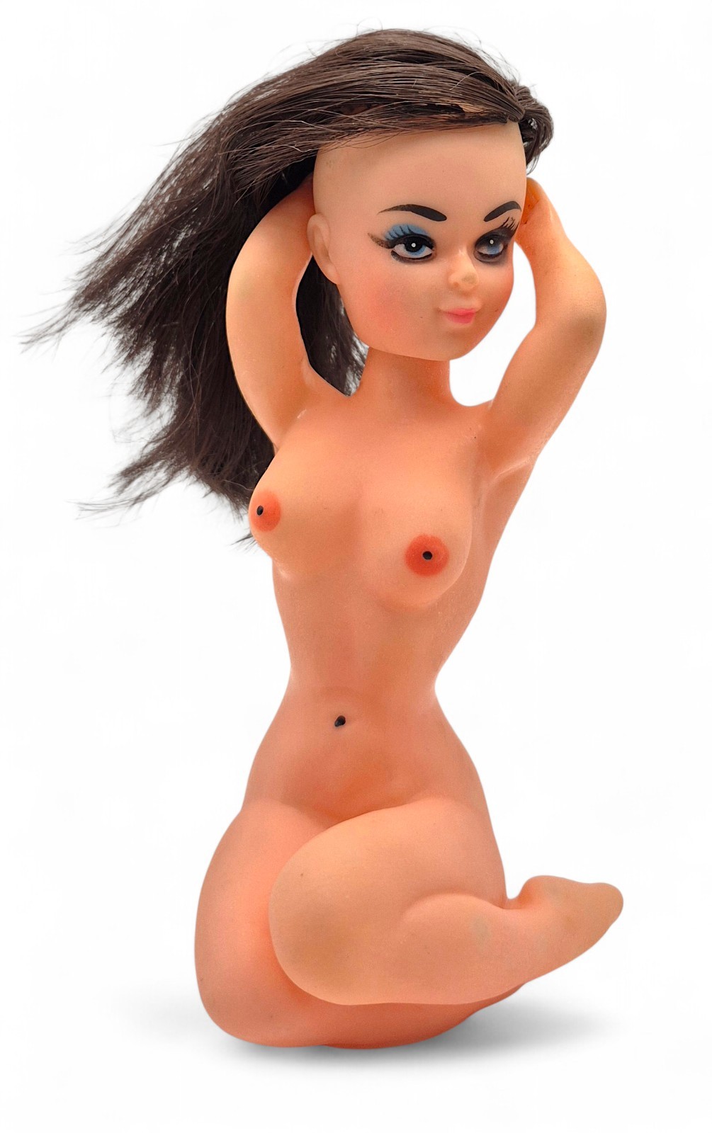 Vintage 1960s Nude Female Doll Figurine Kneeling Adult Novelty Plastic Pin-Up