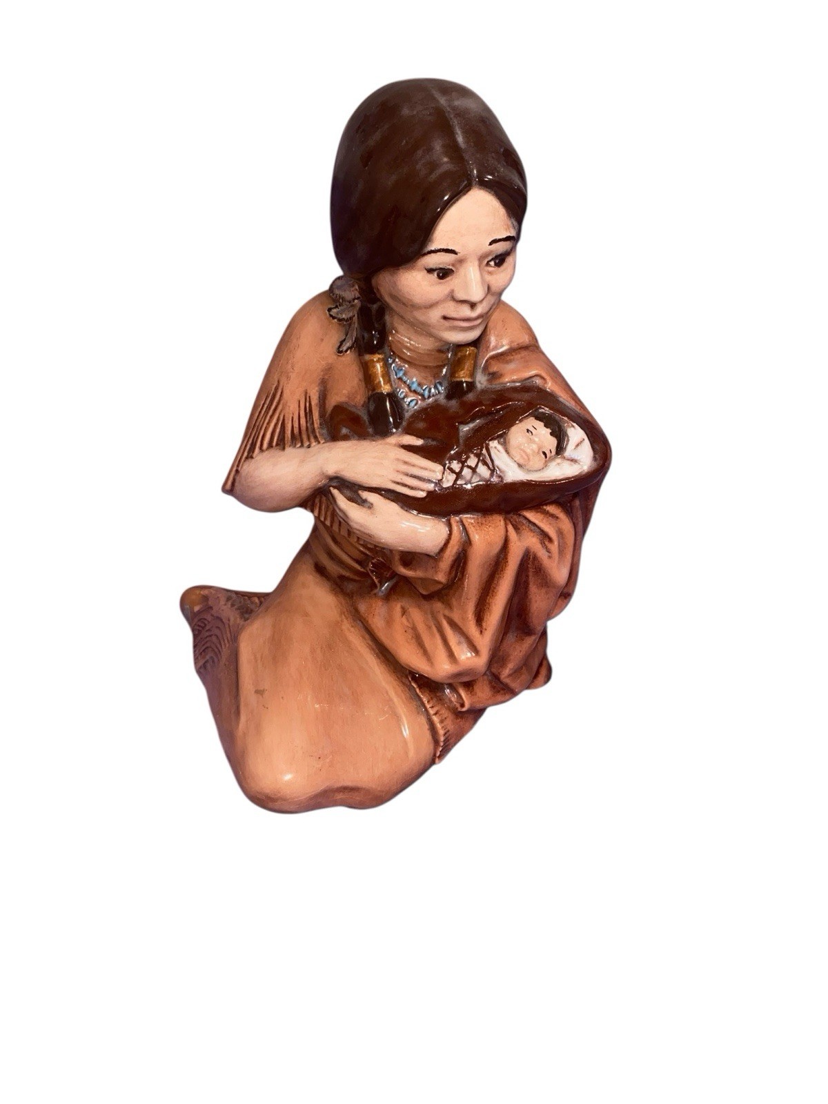 Vtg 1979 Native American Indian Woman & Child Molding By Byron 1979 Hand Painted