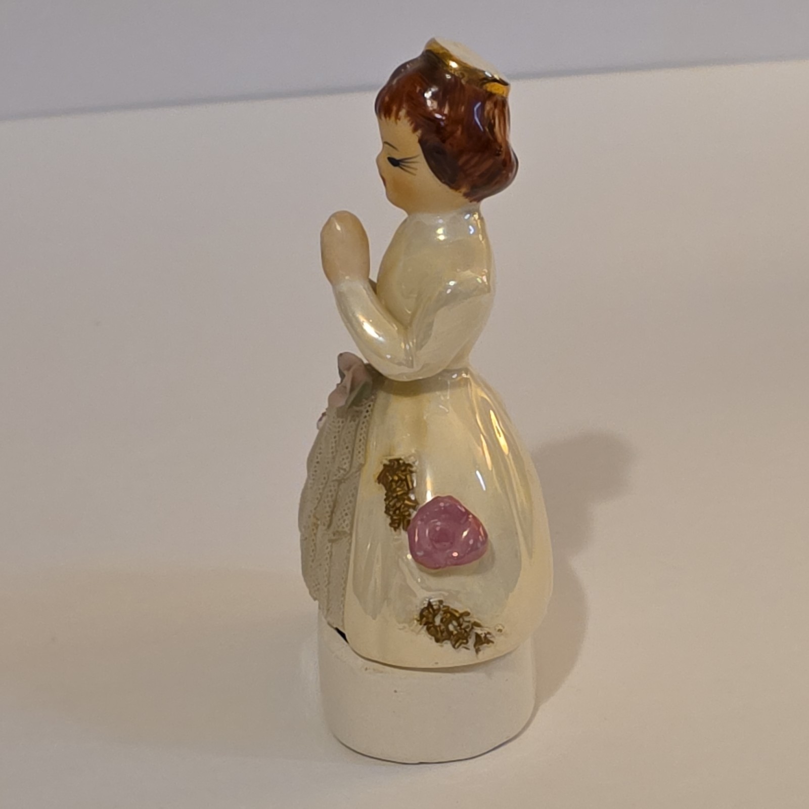 VINTAGE FOR MY DAILY PRAYERS LADY figurine Rosary Keeper Holder