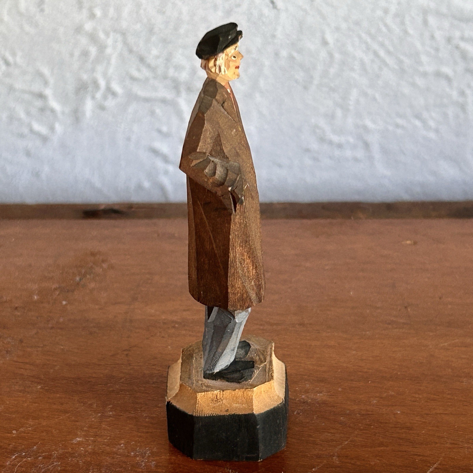 VTG Carved Wooden Figurine Man In Cap C J Trygg ? Sweden Not Marked. 4.5” Tall