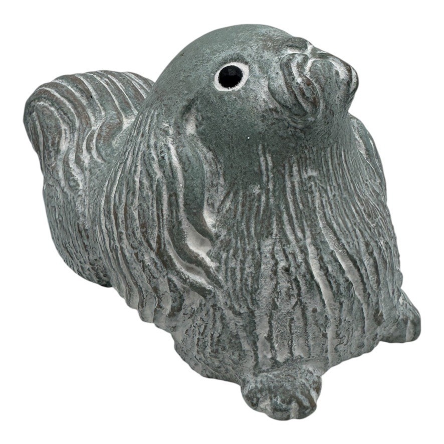 Isabel Bloom Pekingese Dog Figurine Blue Green Concrete Sculpture Indoor Outdoor
