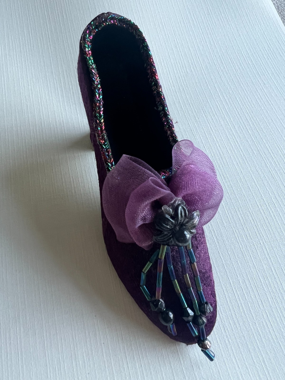 VTG Miniature Shoe Figurine Lot 9 Putting on the Ritz Resin Fabric High Heel