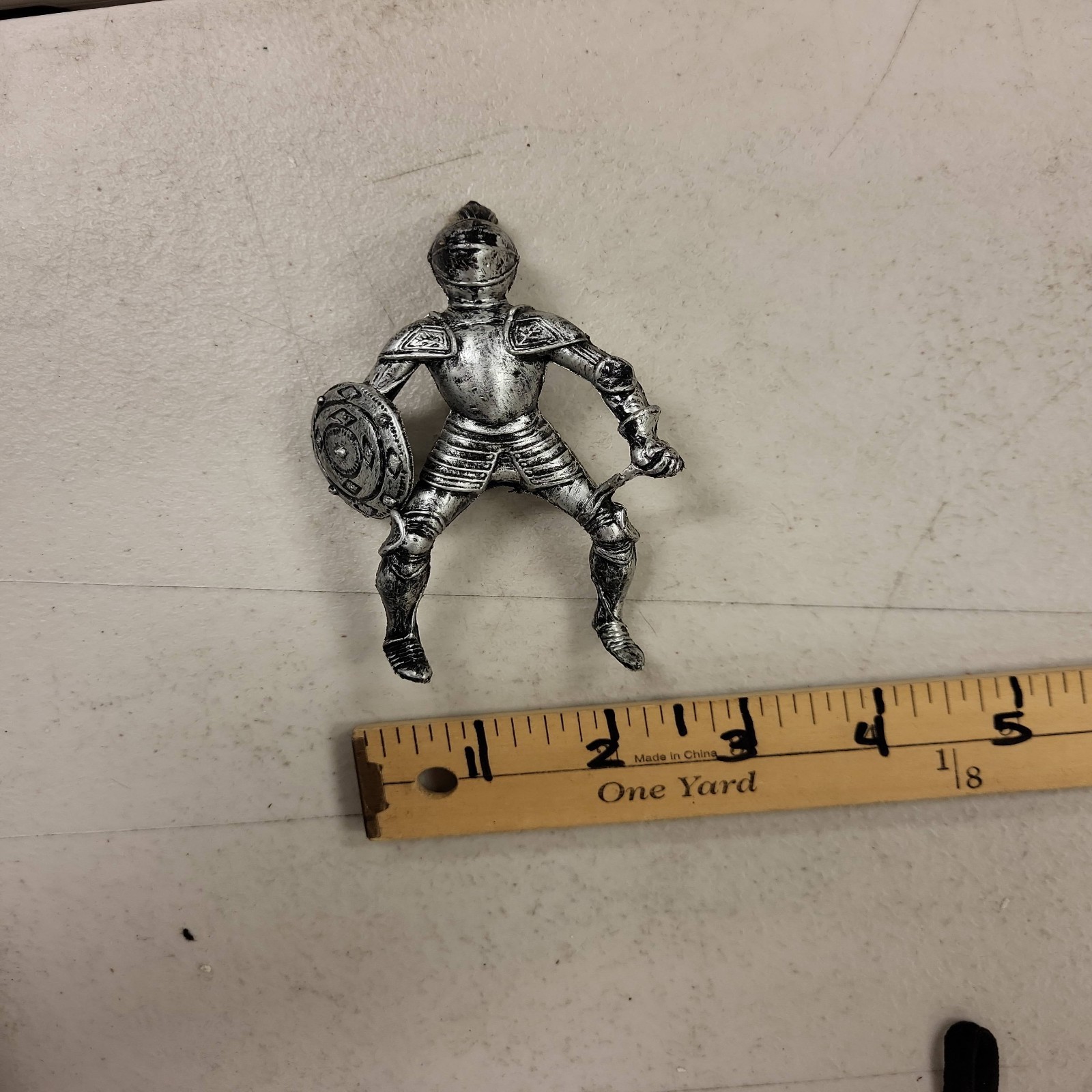 Vintage Metal Knight Figurine Hong Kong Medieval Armor Soldier Figure Toy