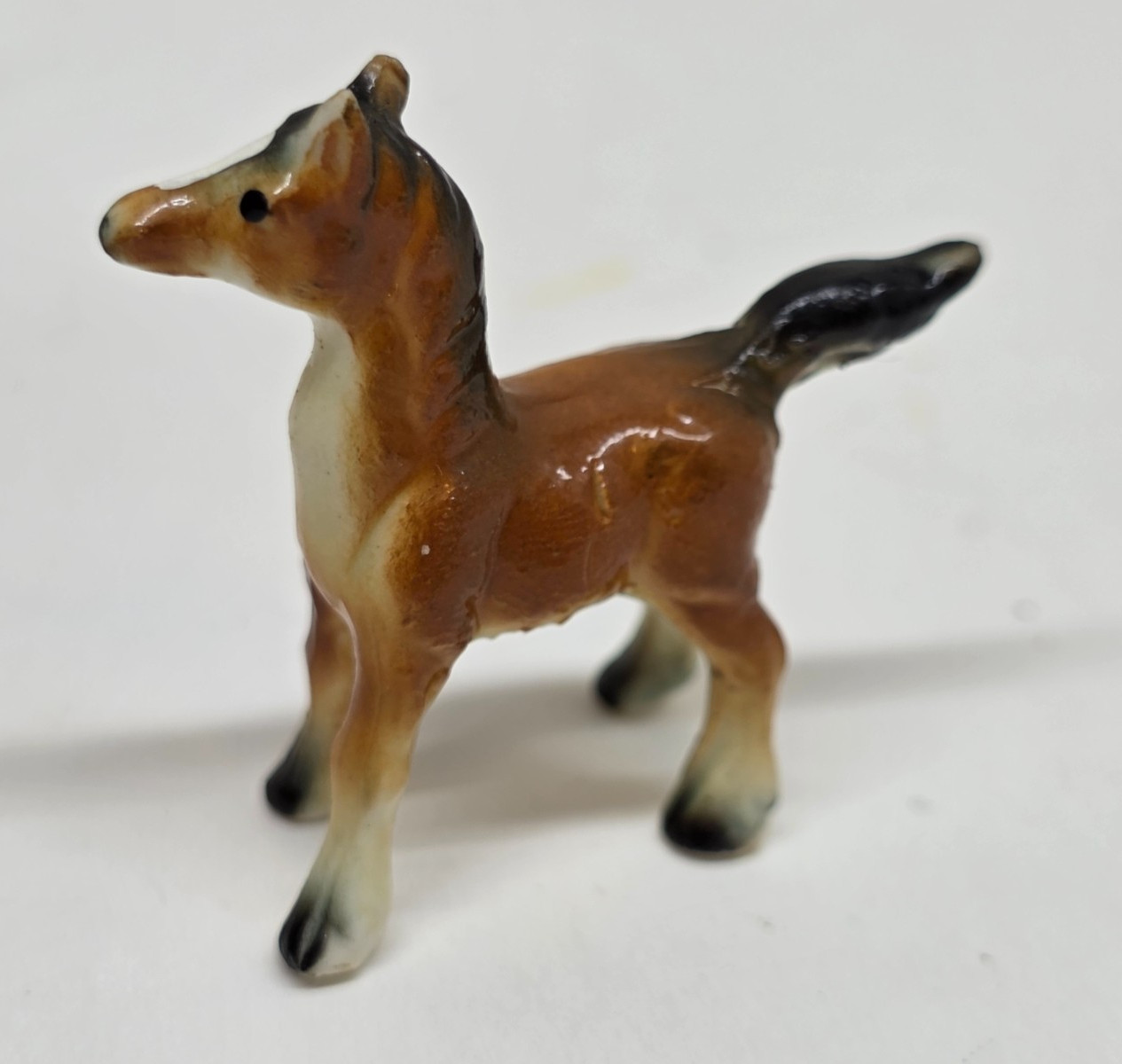 Vintage Horse Family Scene Mini Ceramic Figurine Set Clydesdale / Napcoware?