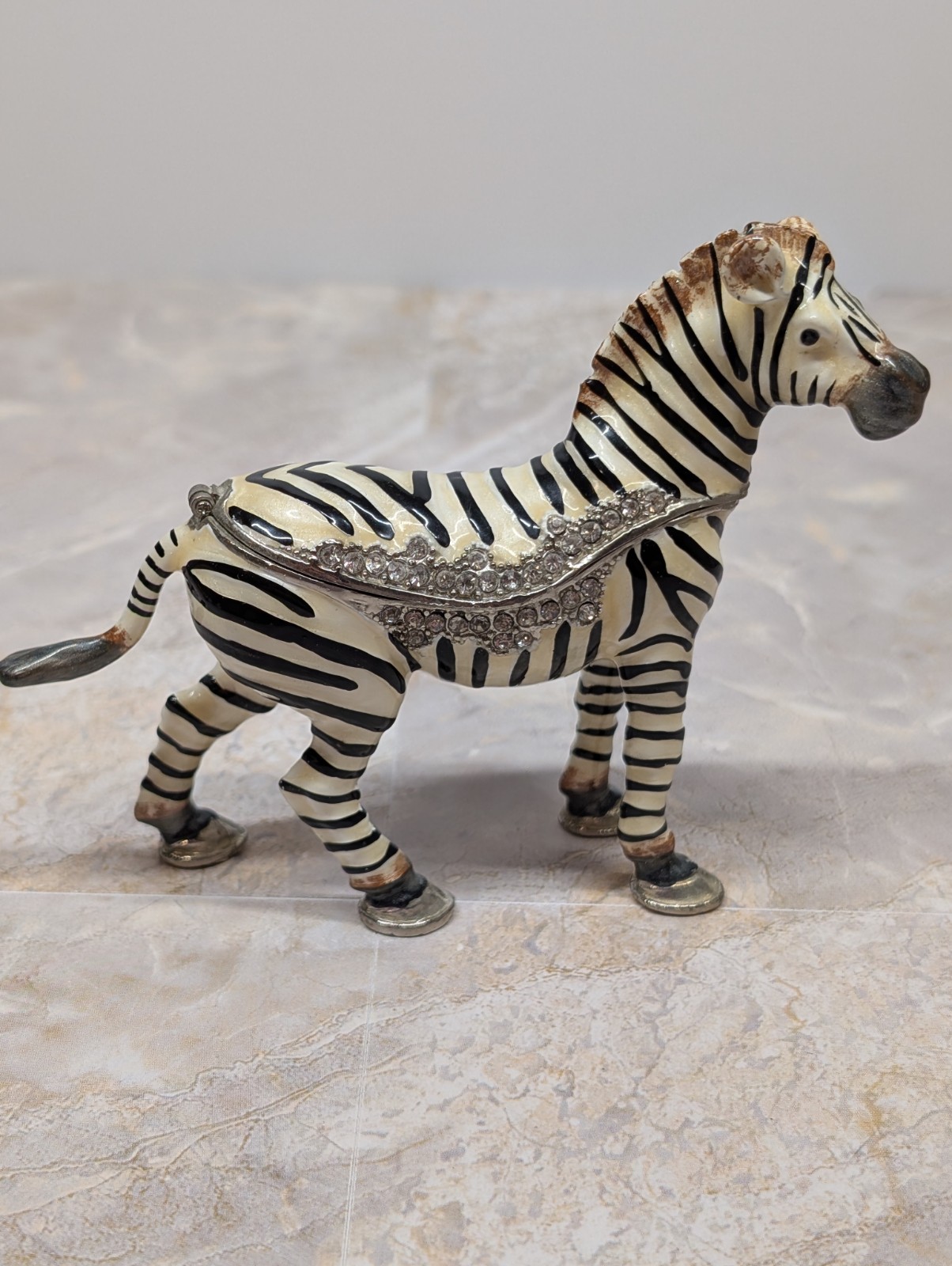 Ciel Collectibles Standing Zebra Enameled Jeweled Trinket Box