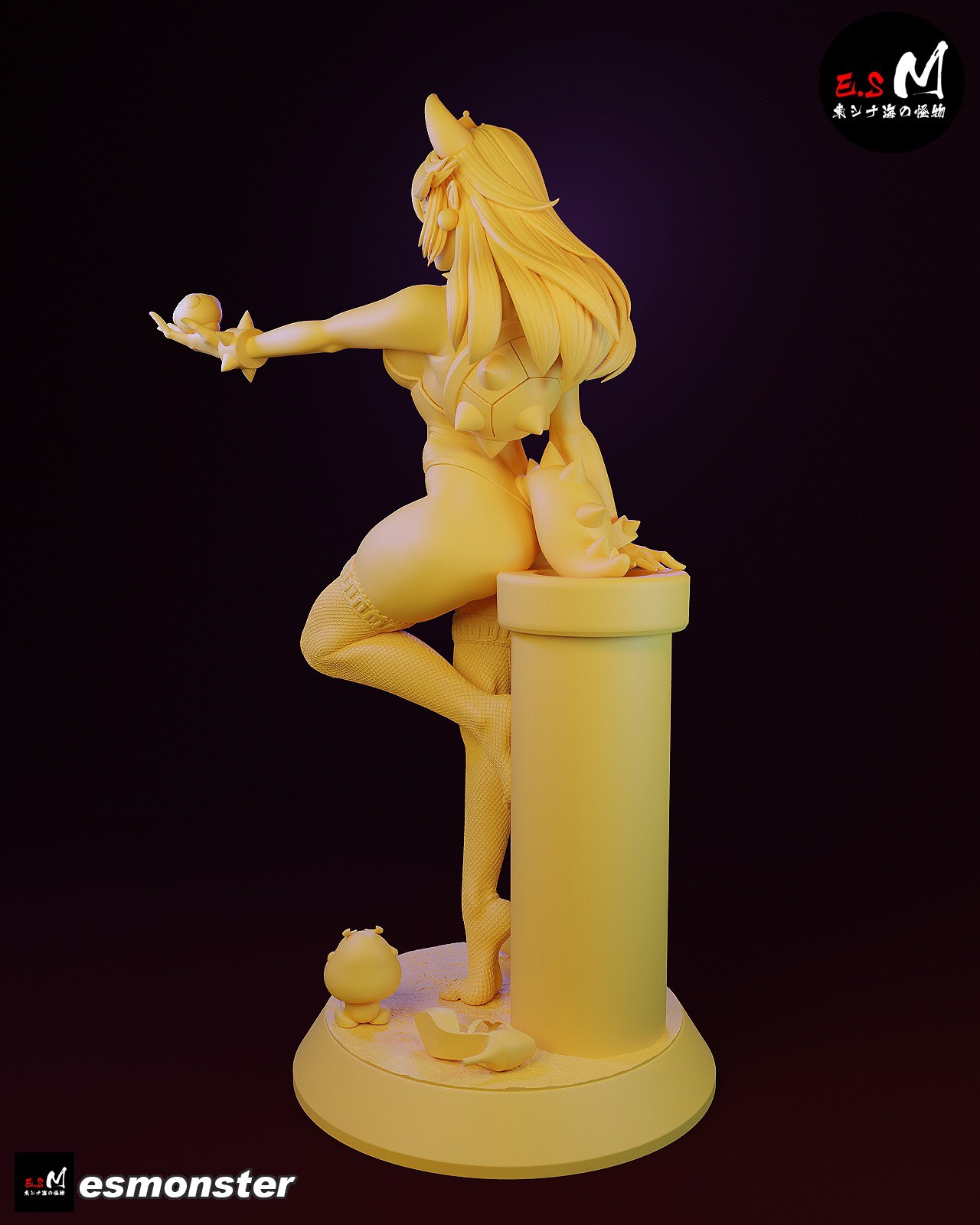 ES Monster Unpainted Unassembled Bowsette Figure Model Kit 1:24-1:4 scale Mario