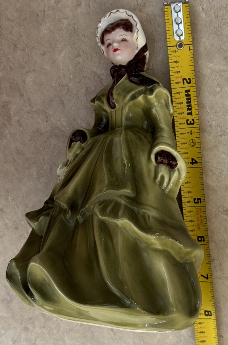 Florence Ceramics Vtg Melanie Porcelain Figurine Green Dress Pasadena,CA