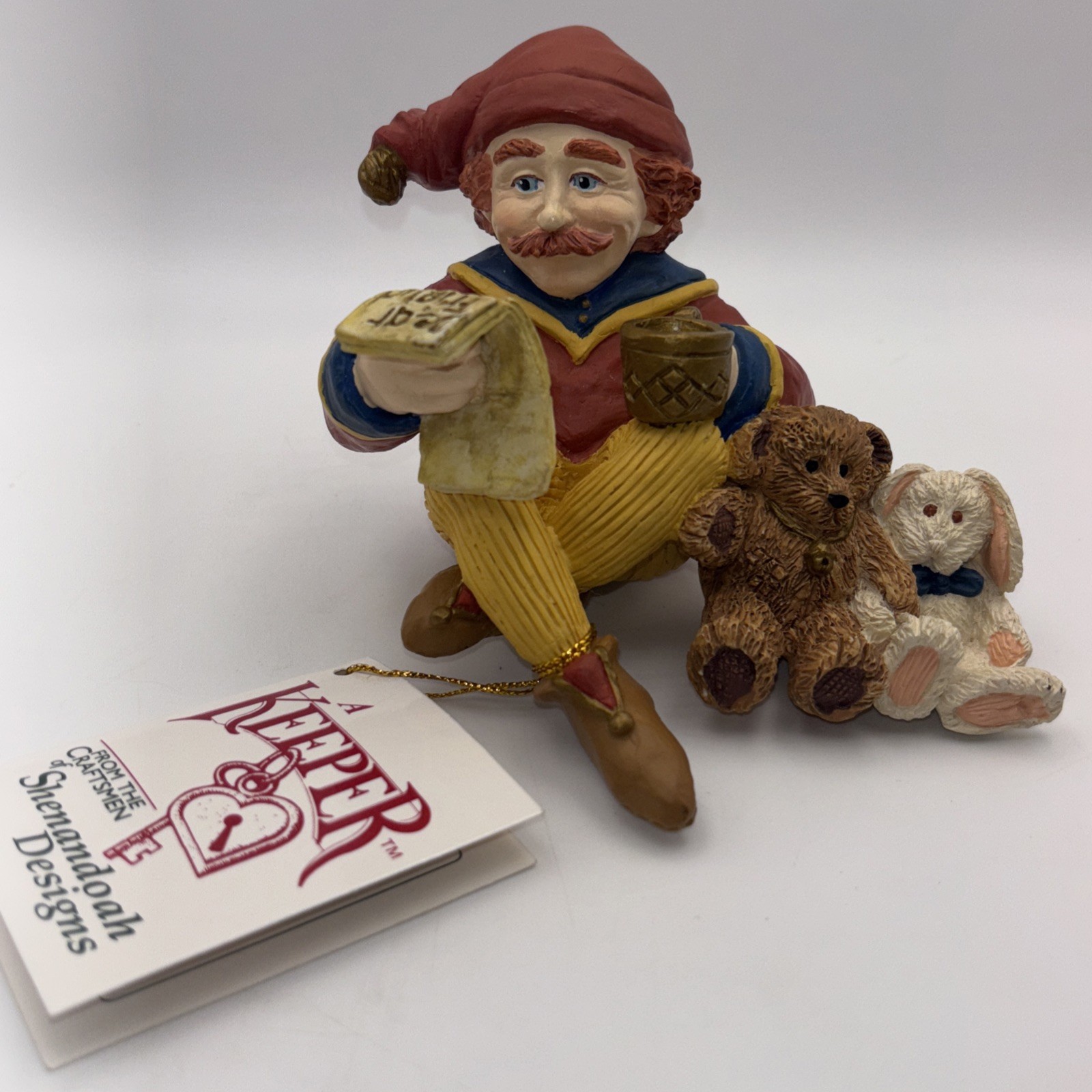 Shenandoah Designs A Keeper Figurine Elf w/ Teddy Bear & Bunny 1990s w/ Tag