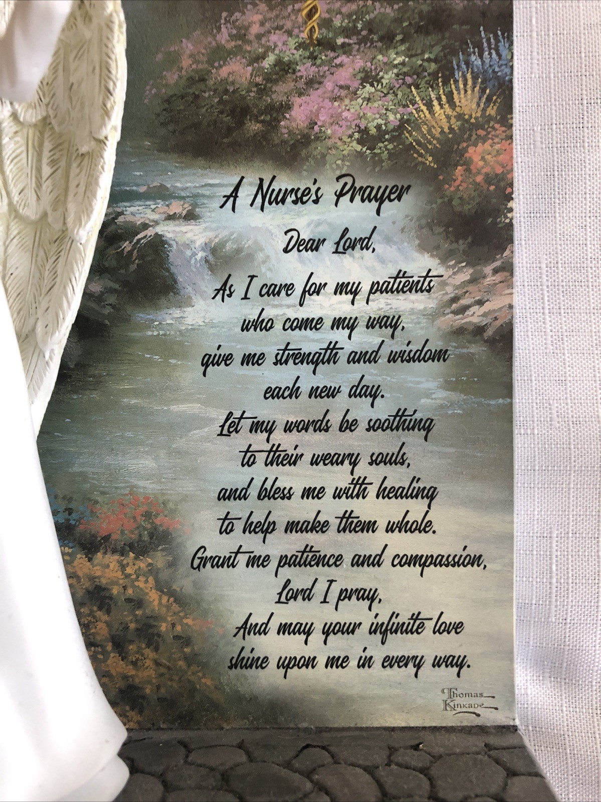 Thomas Kinkade The Nurse’s Prayer Angel Figurine / Statue #3177 8x6x3