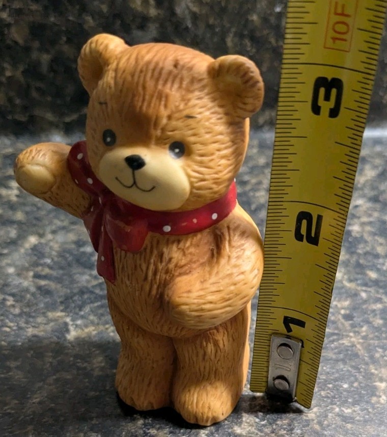 Enesco Bear Lucy And Me Collectible EUC Brown Red Scarf 3″ Vintage 1980
