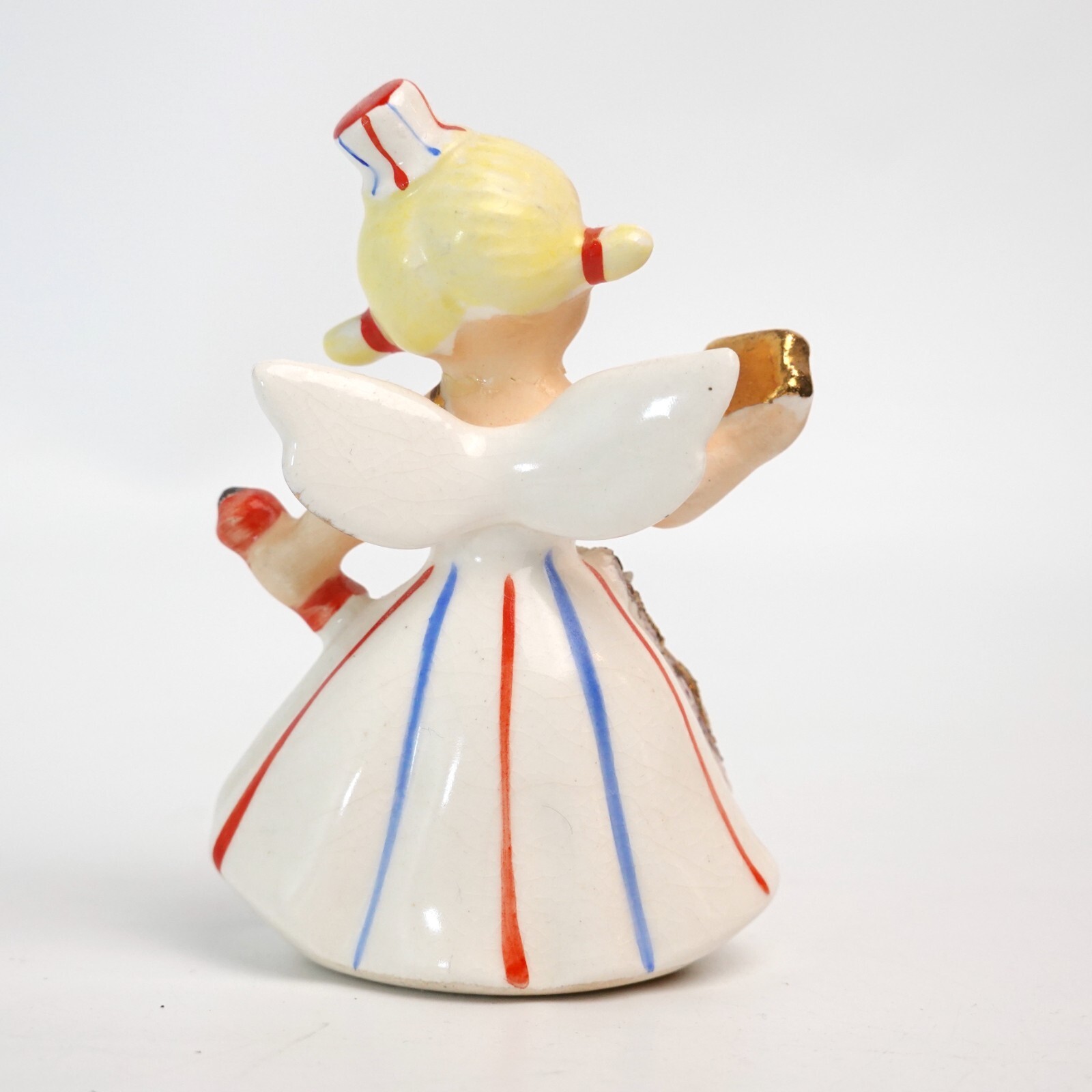 Lefton RARE SMALL SIZE 1957 July Angel with Red White Blue Firecracker READ 3.5″