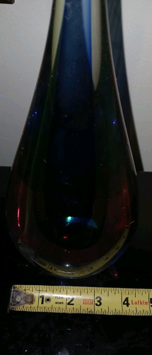 Vintage “MURANO” Italian Art-Glass/Hand Blown Sommerso Style Teardrop Sculpture