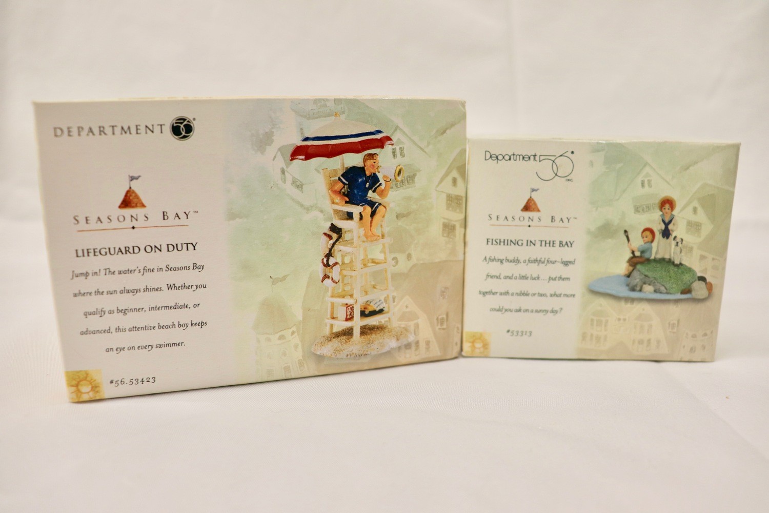 Dept 56 Season’s Bay Summer Seaside Village Figure Lot 9pc Boxed Accessories