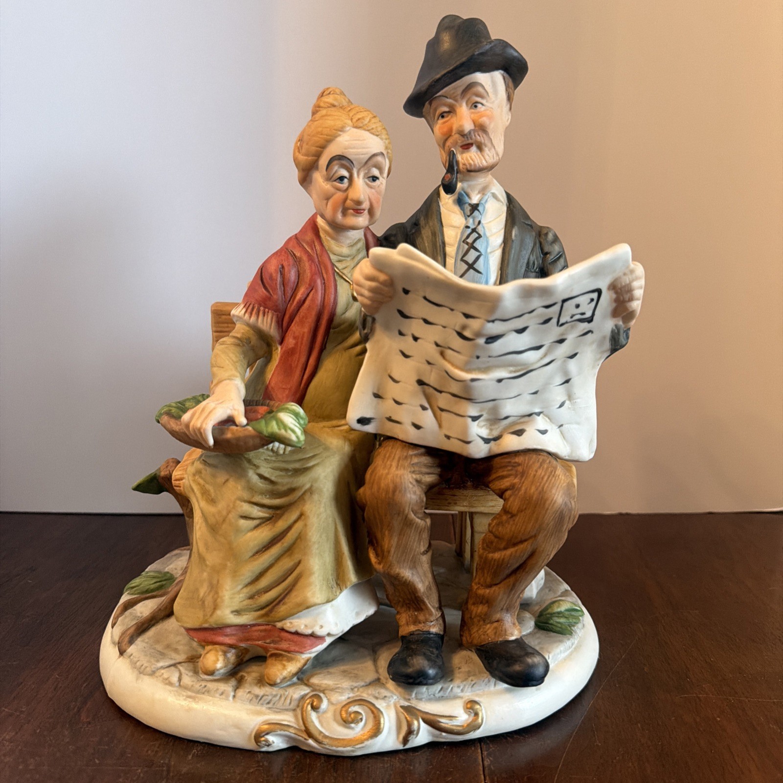 The Marquis Collection Man And Women Sitting On Bench 12” Tall Base 9”