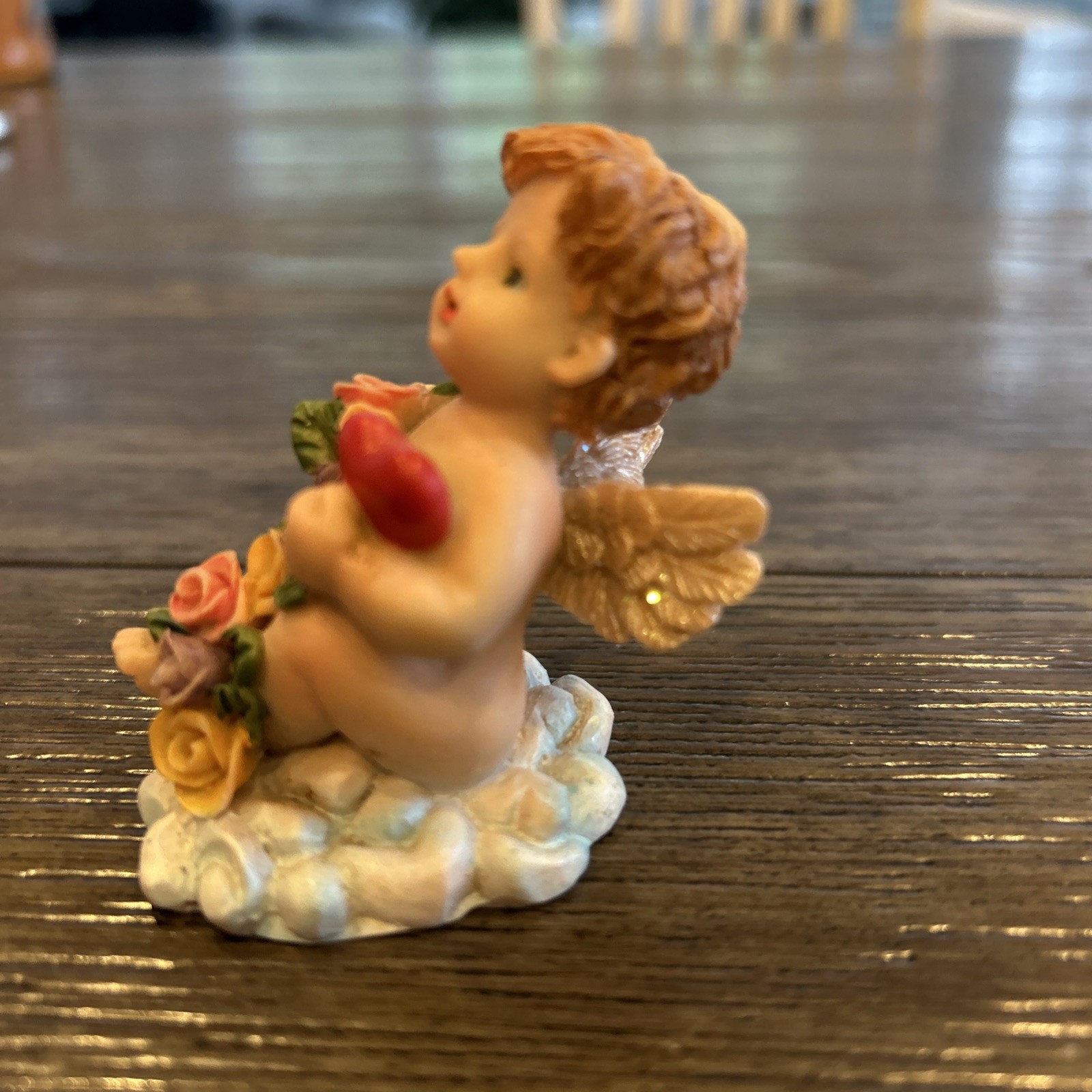 Angels/Cherubs Set Of 3 Figurines Pink Flowers