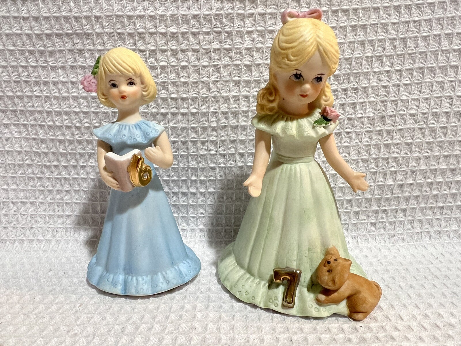 1981-Enesco-“Growing Up Birthday Girls”-Blonde-Ages 6 & 7 Figurines