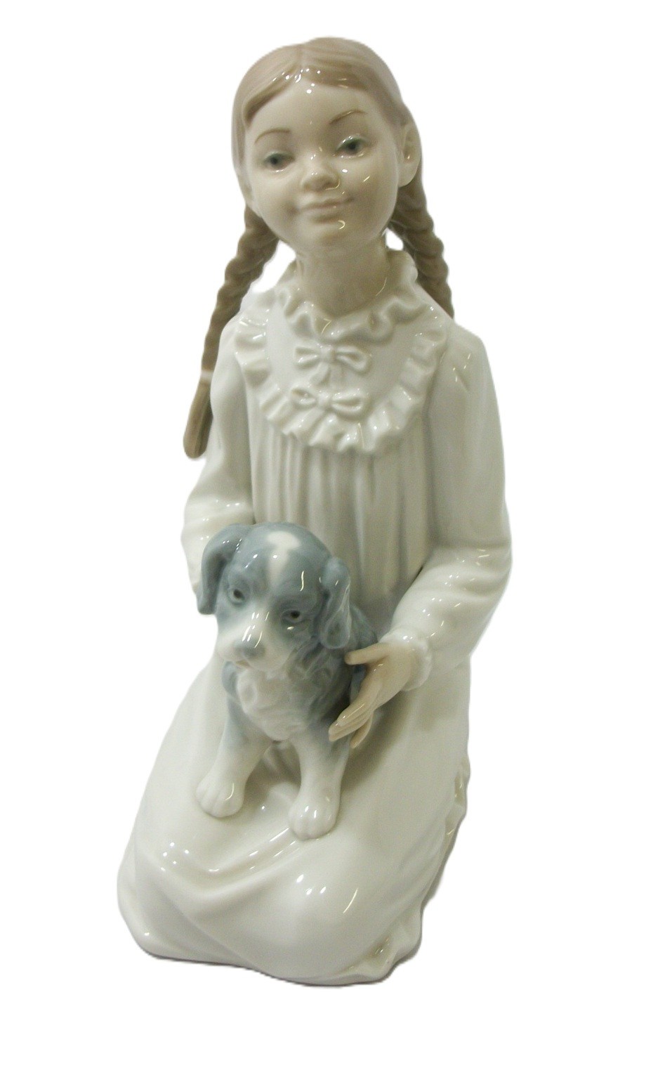 NAO Lladro Girl Kneeling with Puppy Figurine Made In Spain Daisa 1977