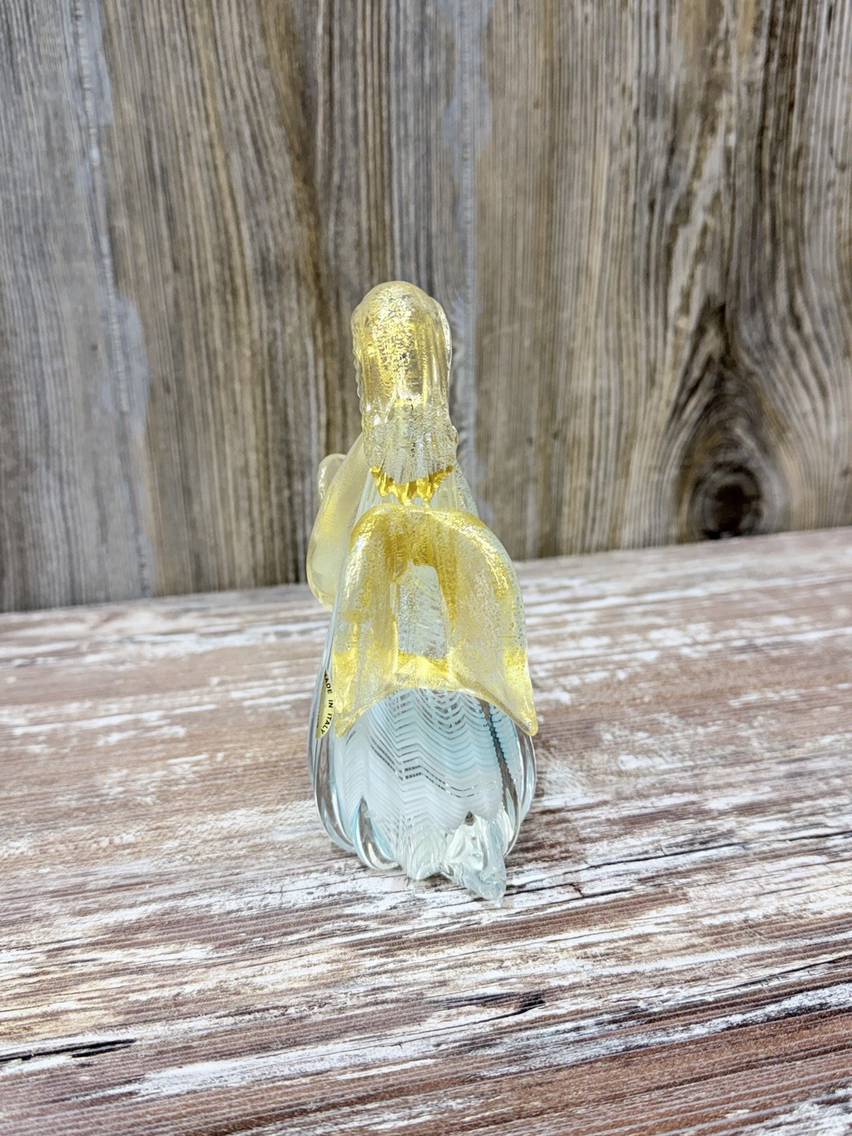 MURANO GLASS VENETIAN GLASS GOLD AVENTURINE STRIPES SINGING ANGEL WITH BOOK 6 “