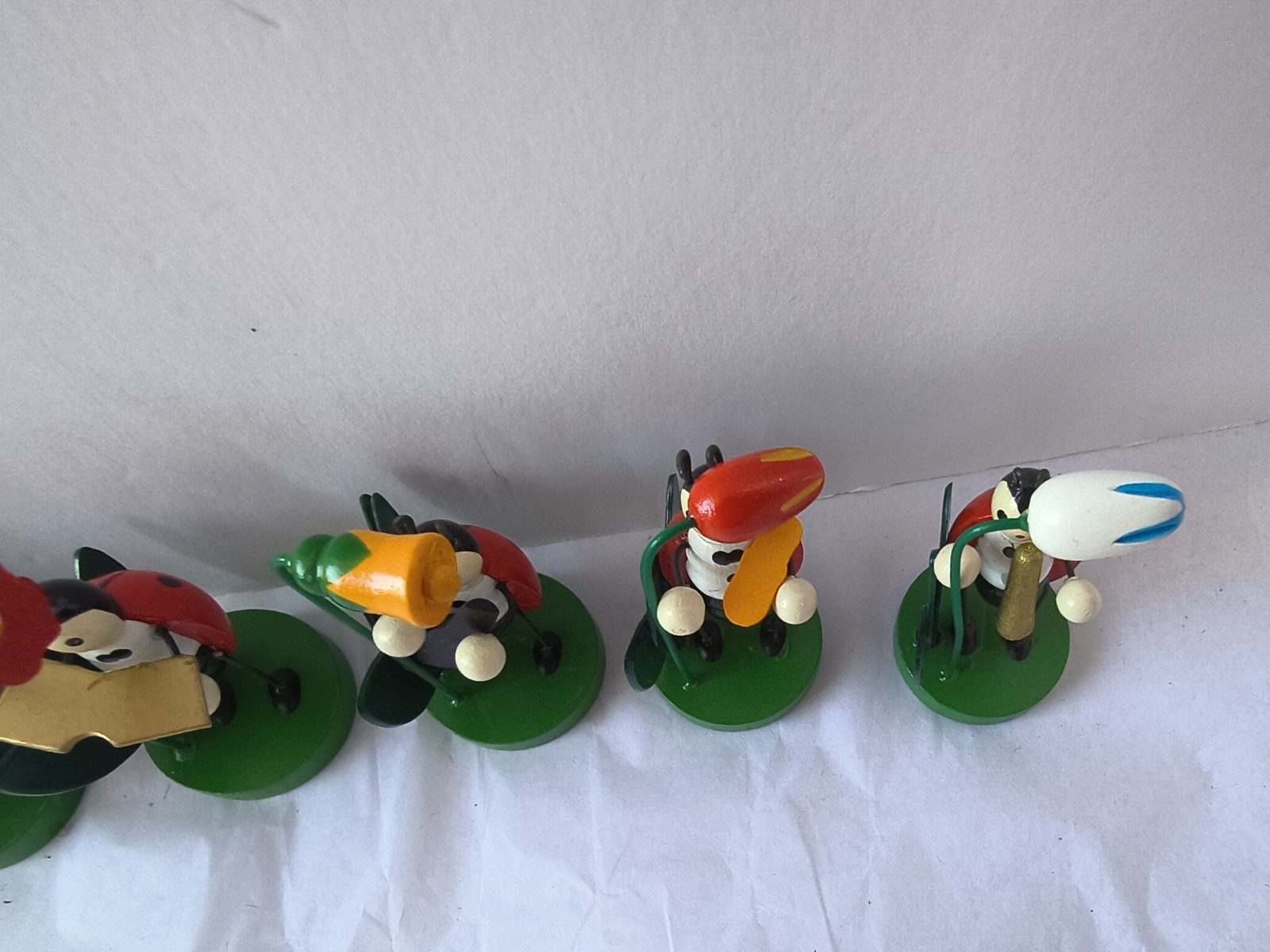 Lot of 8 Ladybug Flower Figurines New Collectible Shelf Decor