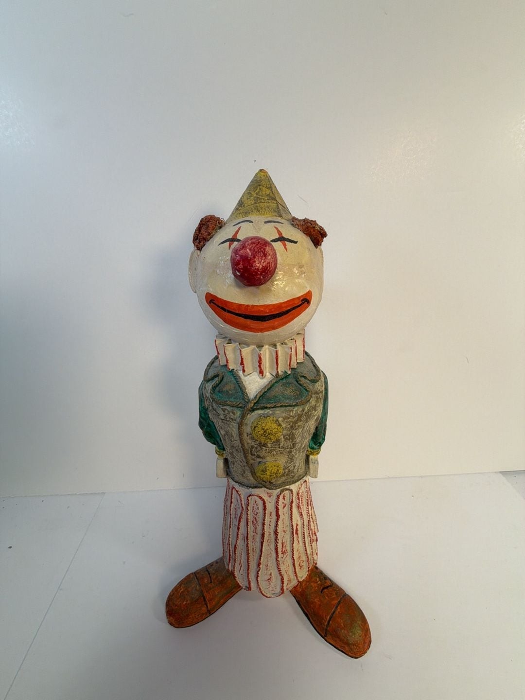 Vintage Hand-Painted Paper Mache Clown Figurine 14 Inch
