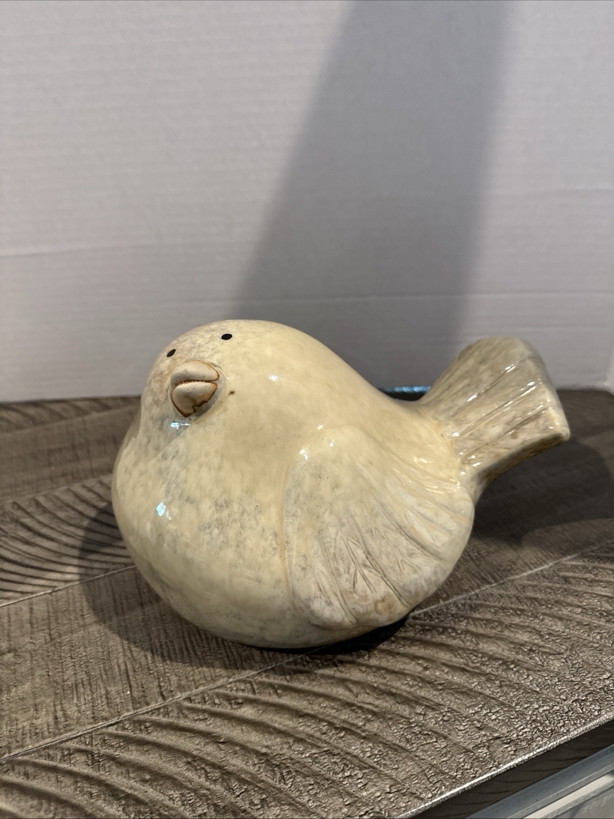 Vintage MCM Fat Bird Pottery Stoneware Hand Painted Sculpture Boho Country
