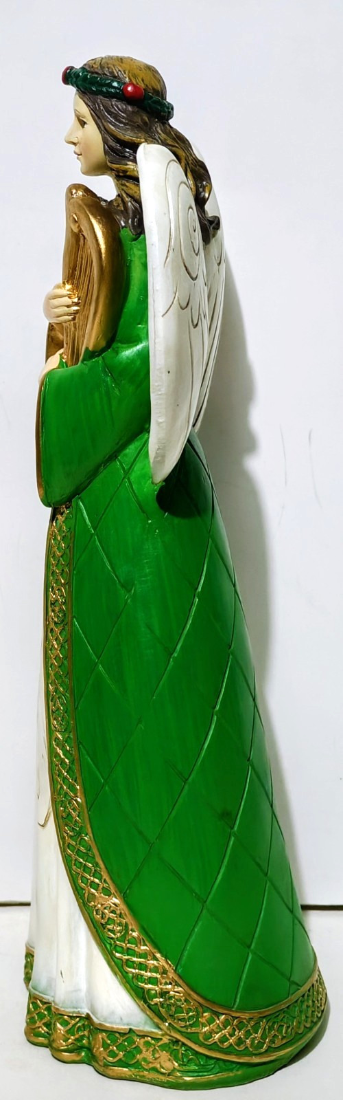 Irish Angel – 12″ Figurine – Religious Decor – Green/Gold Statue – New