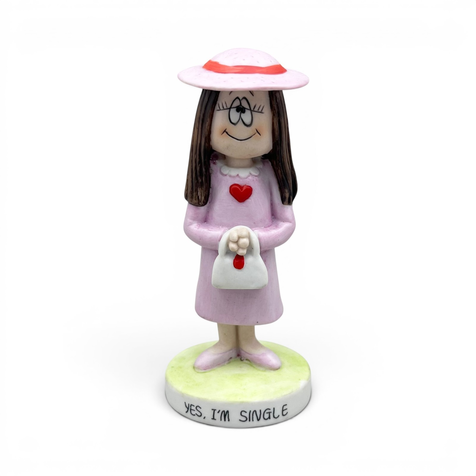 Cathy Comic Strip Ceramic Figurine “Yes I’m Single” 1982 Made in Taiwan 4.5″