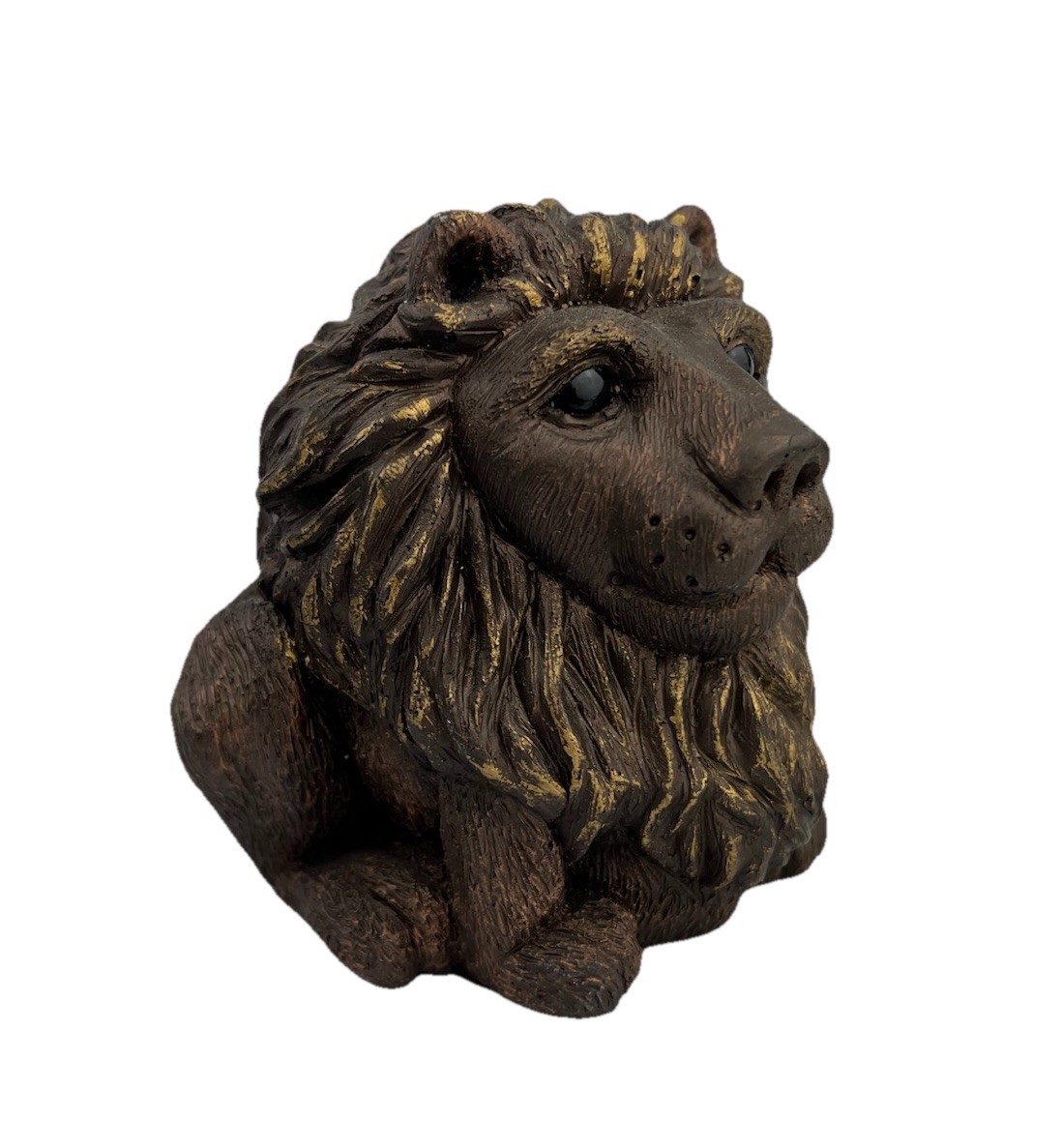 Vintage Lion Collectible Figurine Statue Heavy Weighted Resin Brown and Gold