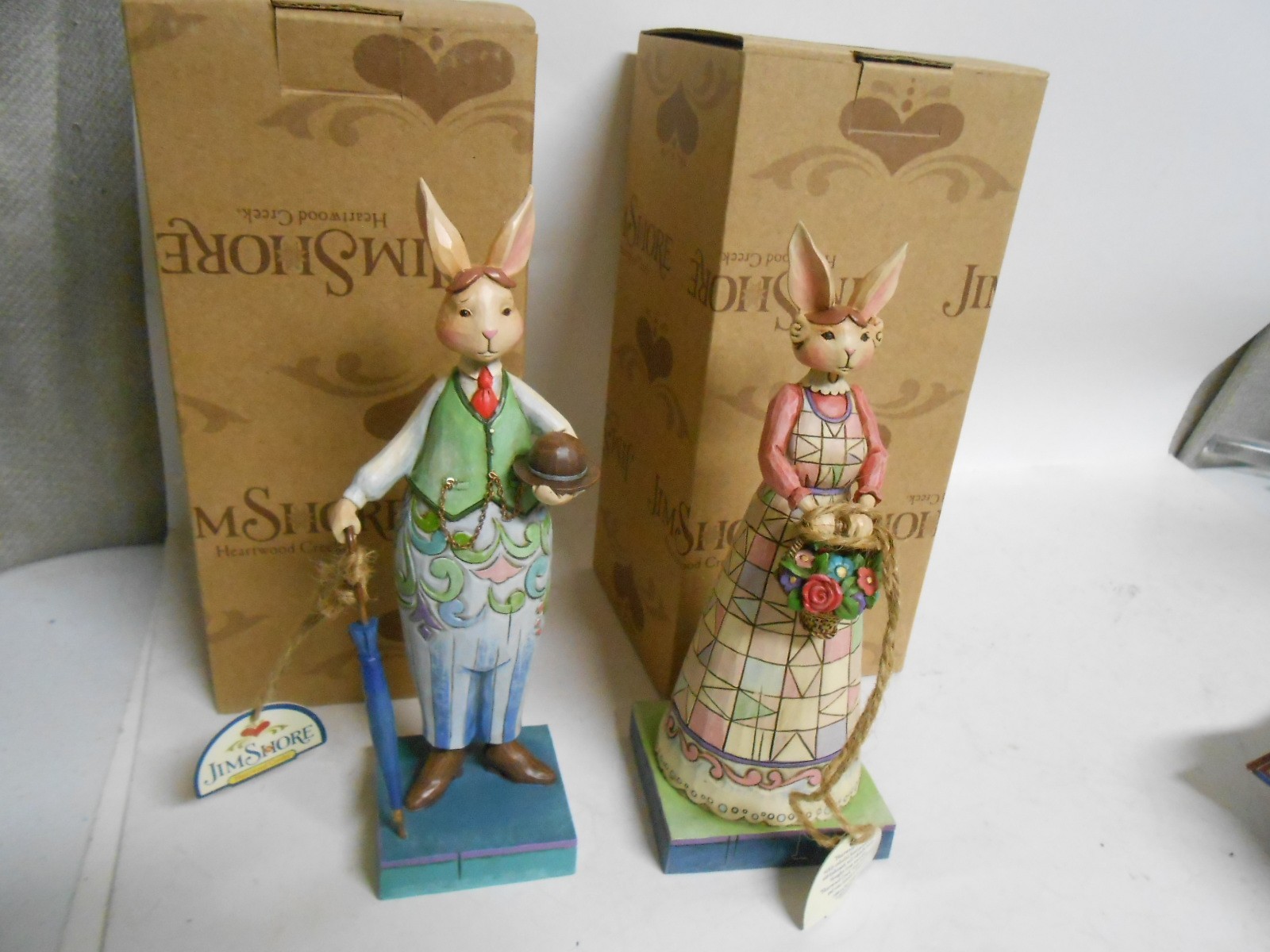 Jim Shore 2008 Mr Gentleman Bunny Bright & Hare with Flair Lady Bunny Set