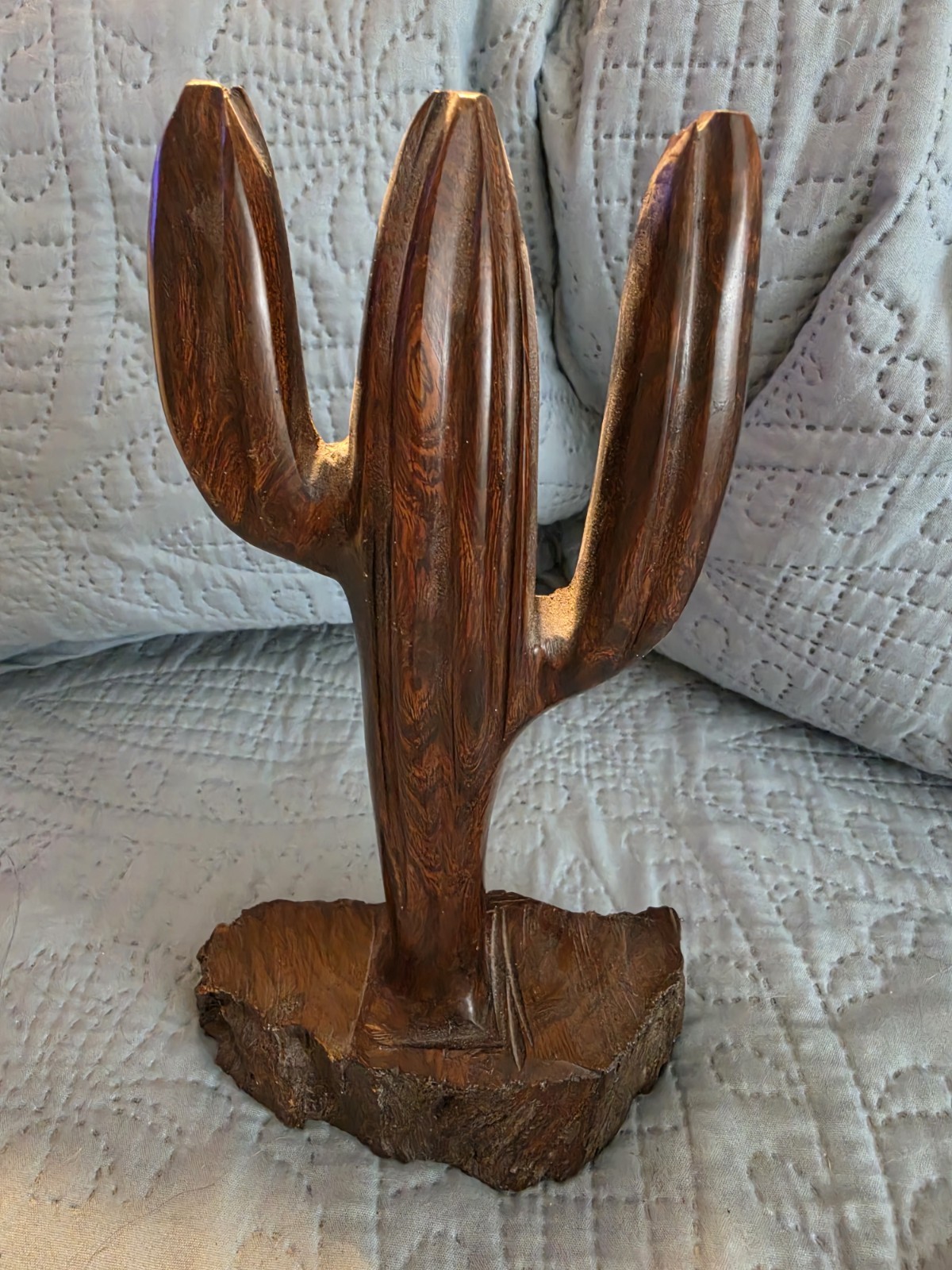 Hand Carved Ironwood Saguaro Cactus 9″ Sculpture Vintage Desert Santa Fe