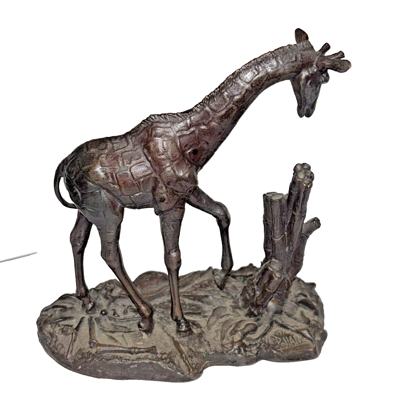 The Franklin Mint Giraffe 2lb 5.5oz Bronze African Wildlife Series Figurine