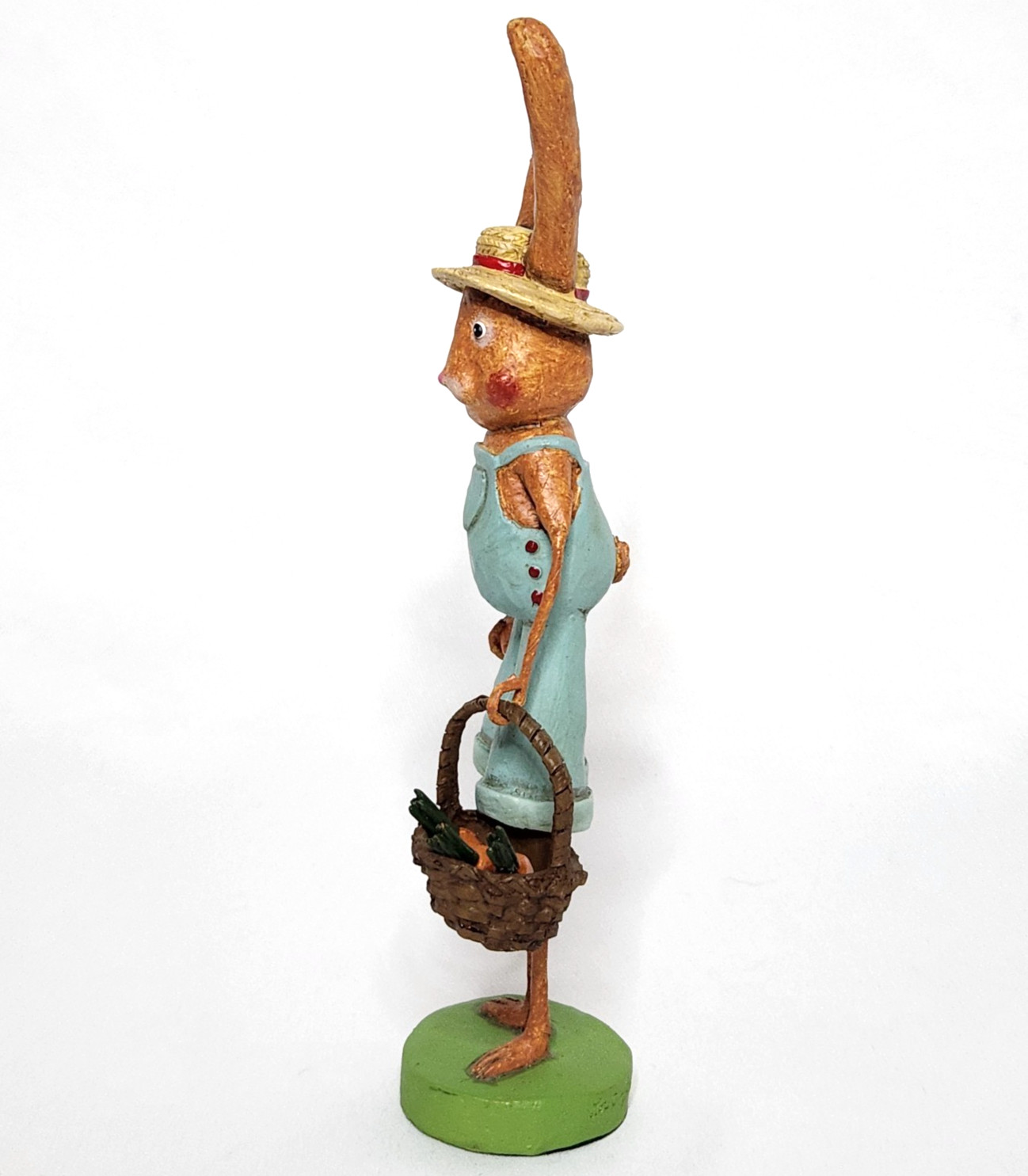 Lori Mitchell Figurine Carrot Farmer Cade 8.5″ Bunny with Basket of Carrots