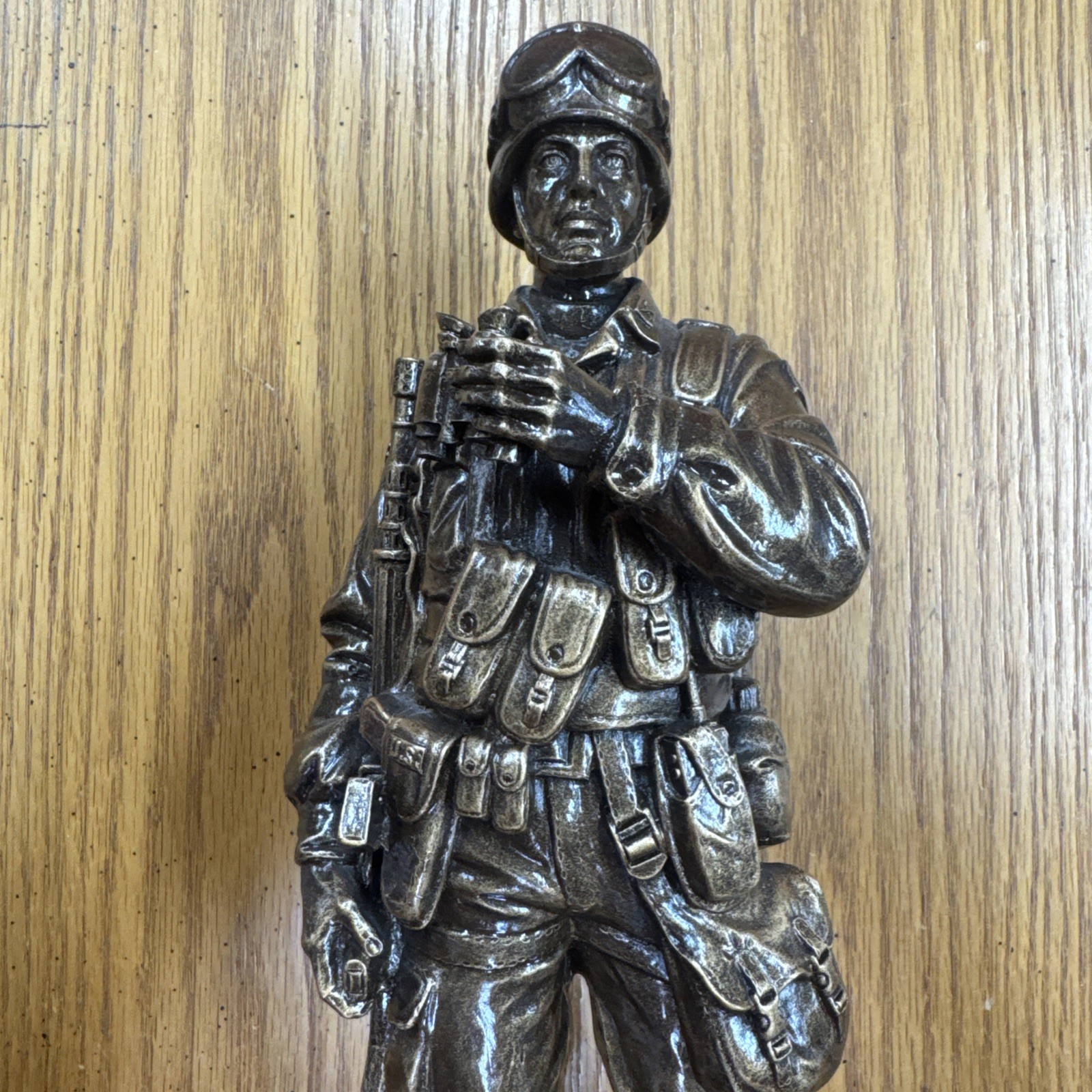US Army Marine Military Statue Soldier Resin Bronze Color Finish Decor Figurine