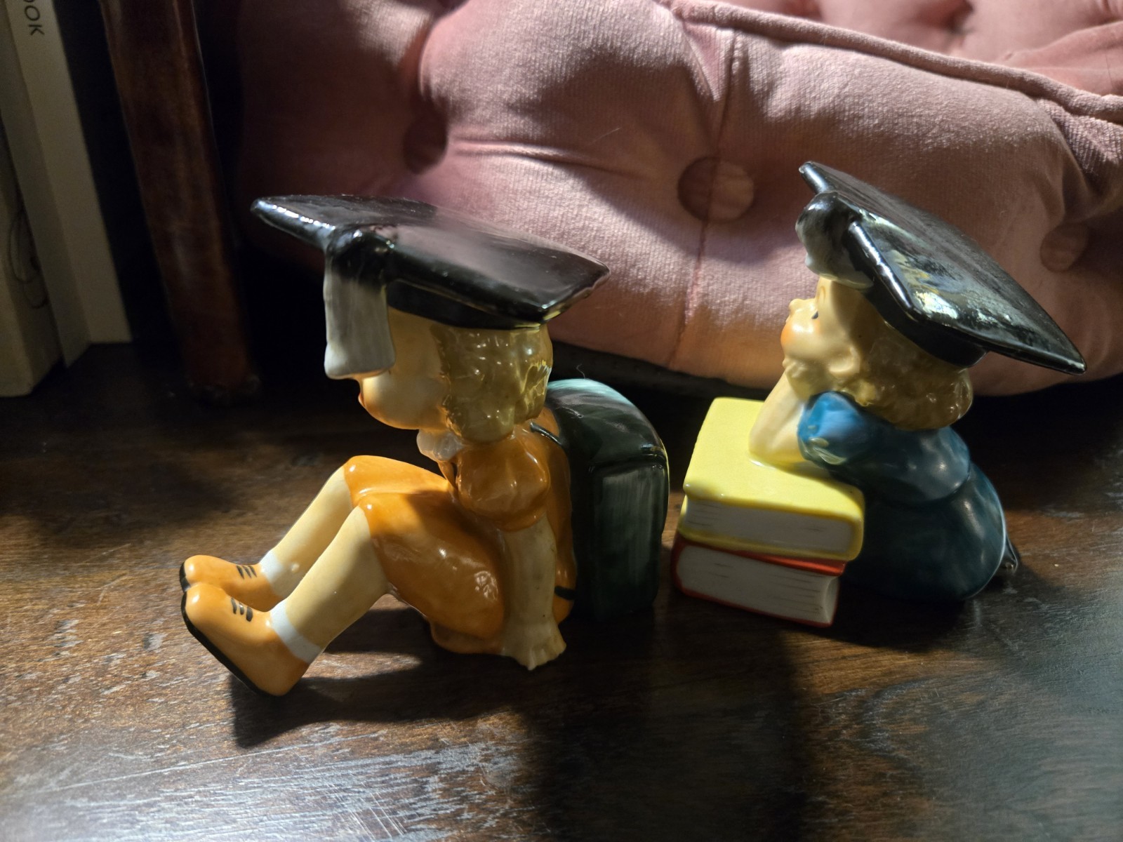 Yoko Boeki Graduate Figurines Two Nippon Japan Clover Wreath Mark
