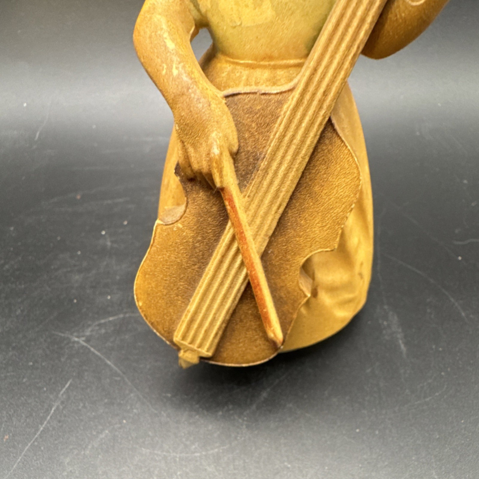 Vintage Anri Toriart Hand-Carved Wooden “Girl with Cello” Hand-Painted Figurine