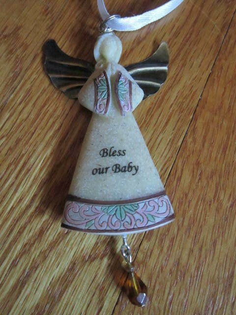 Brown Angel Bless Our Baby Ornament Decoration Bead Christmas Lovely Gift Topper