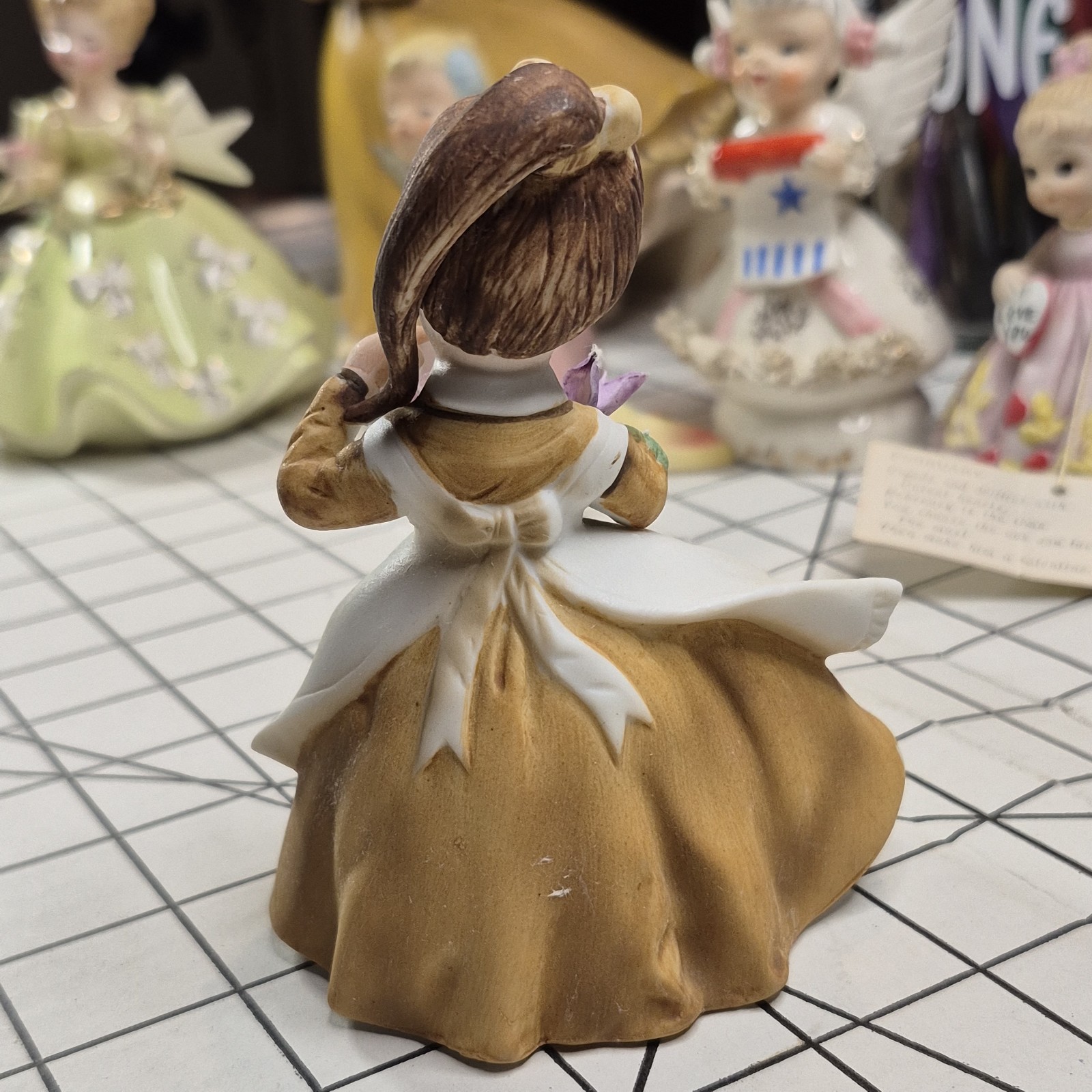 Vintage Lefton China Hand Painted Porcelain February Girl Pony Tails Violets