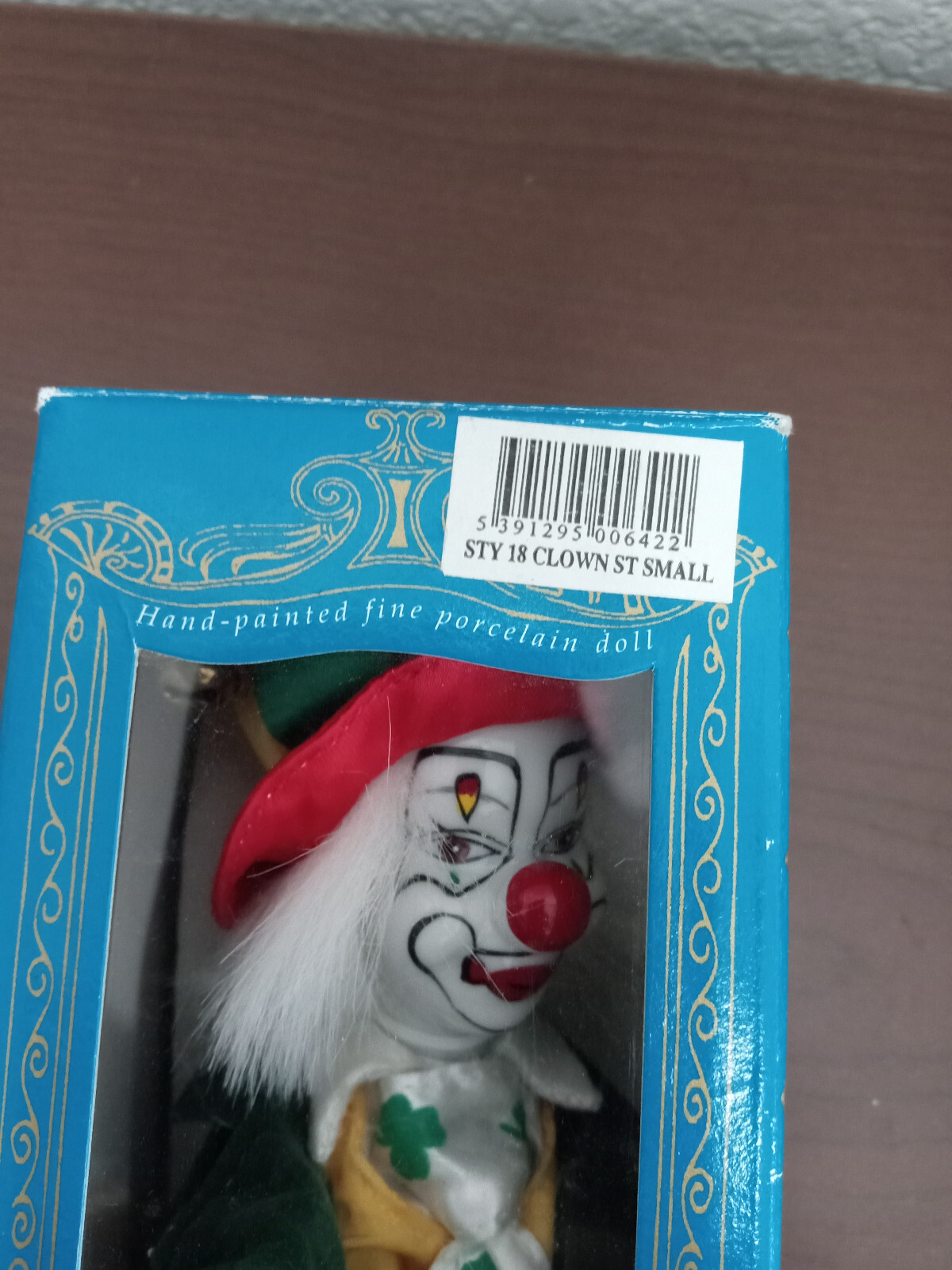 World Of Clowns Collectable Clown Hand-Painted Fine Porcelain Doll Clovers