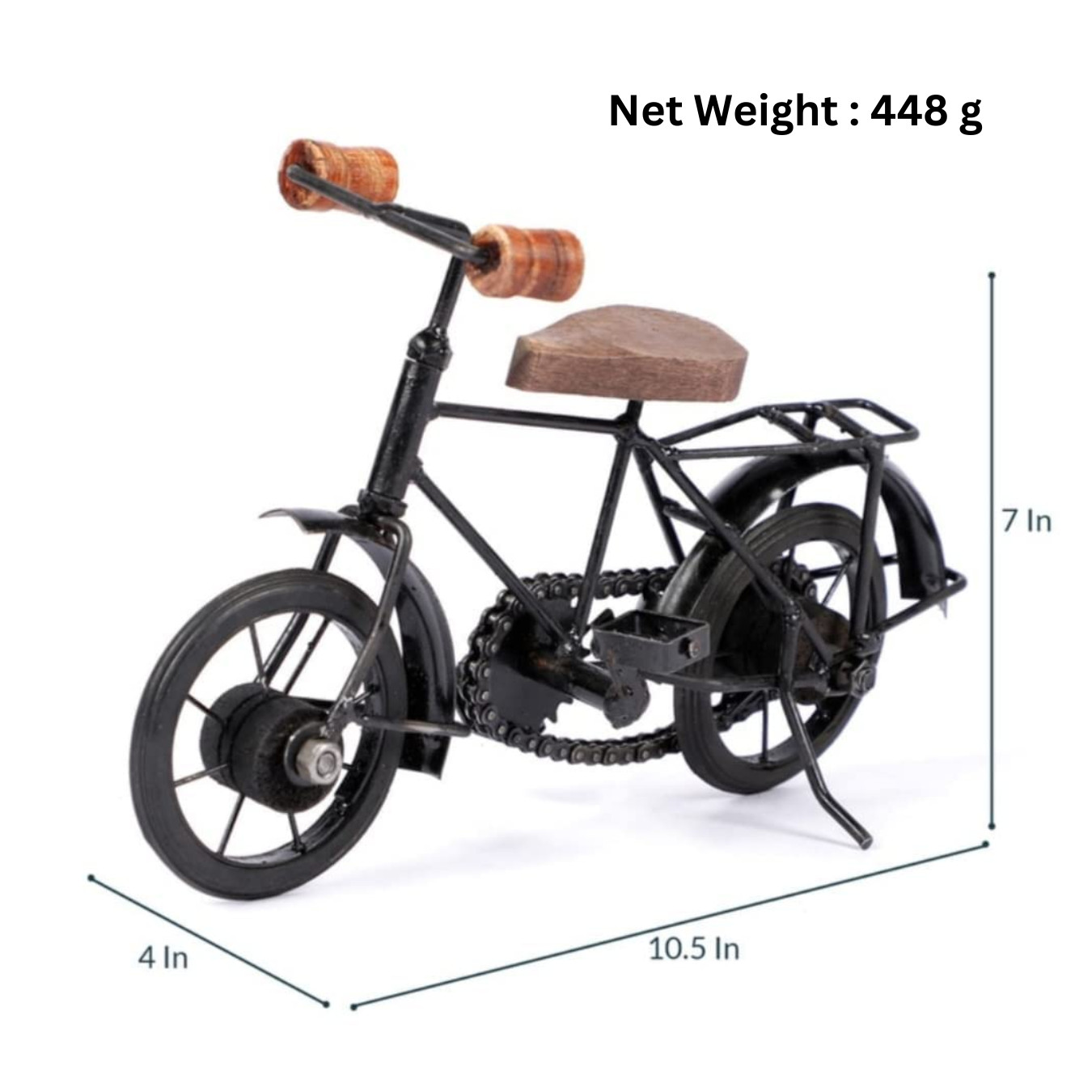 Miniature Metal Cycle Showpiece – Iron and Wood Bicycle Home Decor