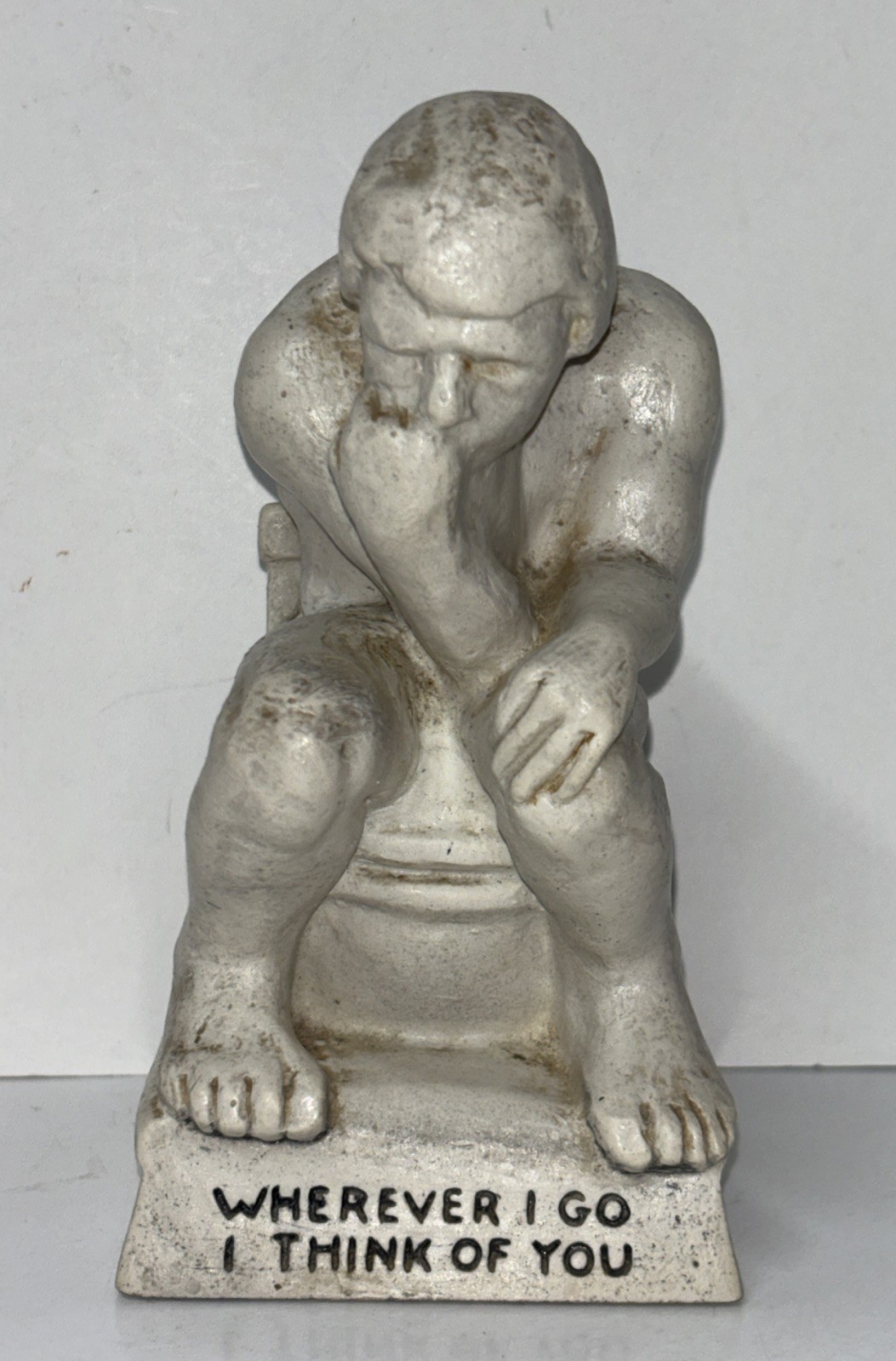 Vintage Russ Berrie “Wherever I Go..”Thinking Man Statue American Greetings 1972