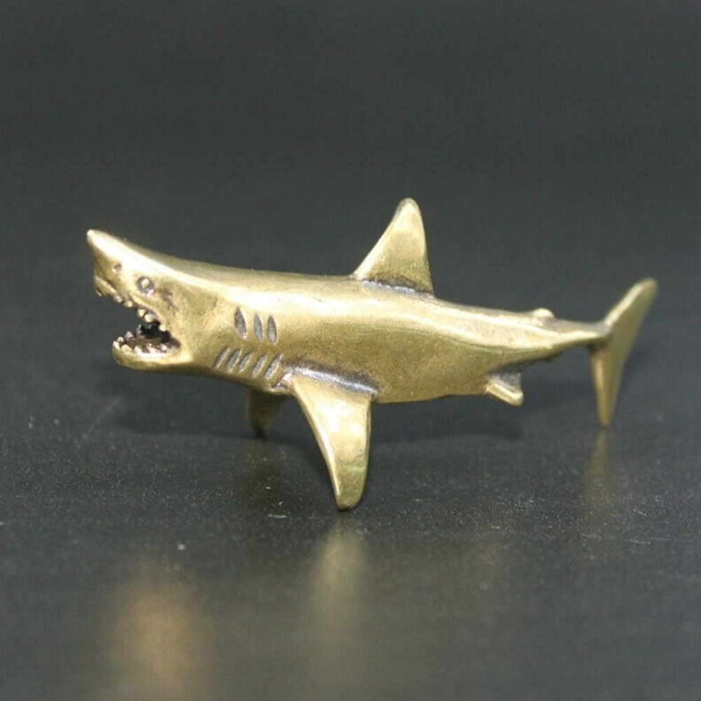 Brass Shark Figurine Statue Animal Figurines Toy Home Office Desktop decoration^
