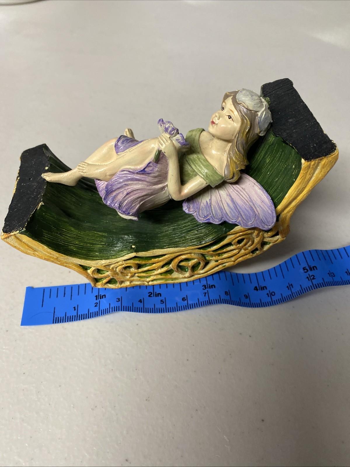 Woodland Fae Figurine with Tree log base