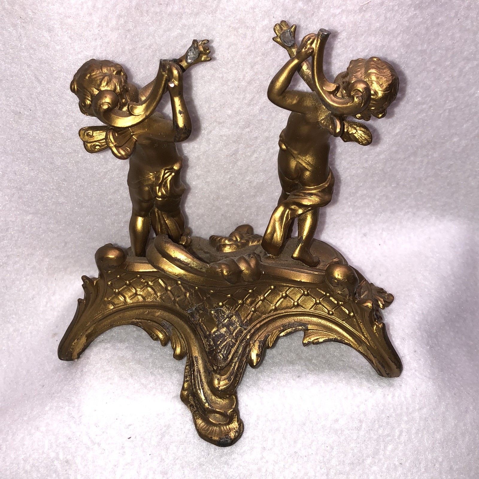 Vtg Metal Cherub Figurine Baroque Rococo Style Unsigned AS IS READ DESC DIY PC