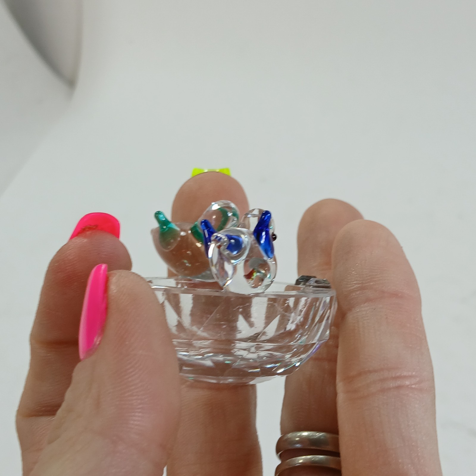 Crystal Bird Bath Bowl Birds Figurine Bowl Sculpture Lampwork