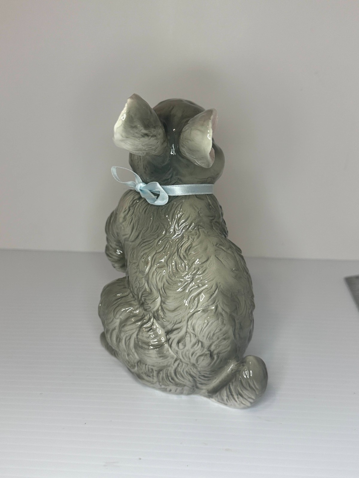 Vtg GRAY Bunny Rabbit Porcelain Figurine Ceramic 7″ Standing Long Ears