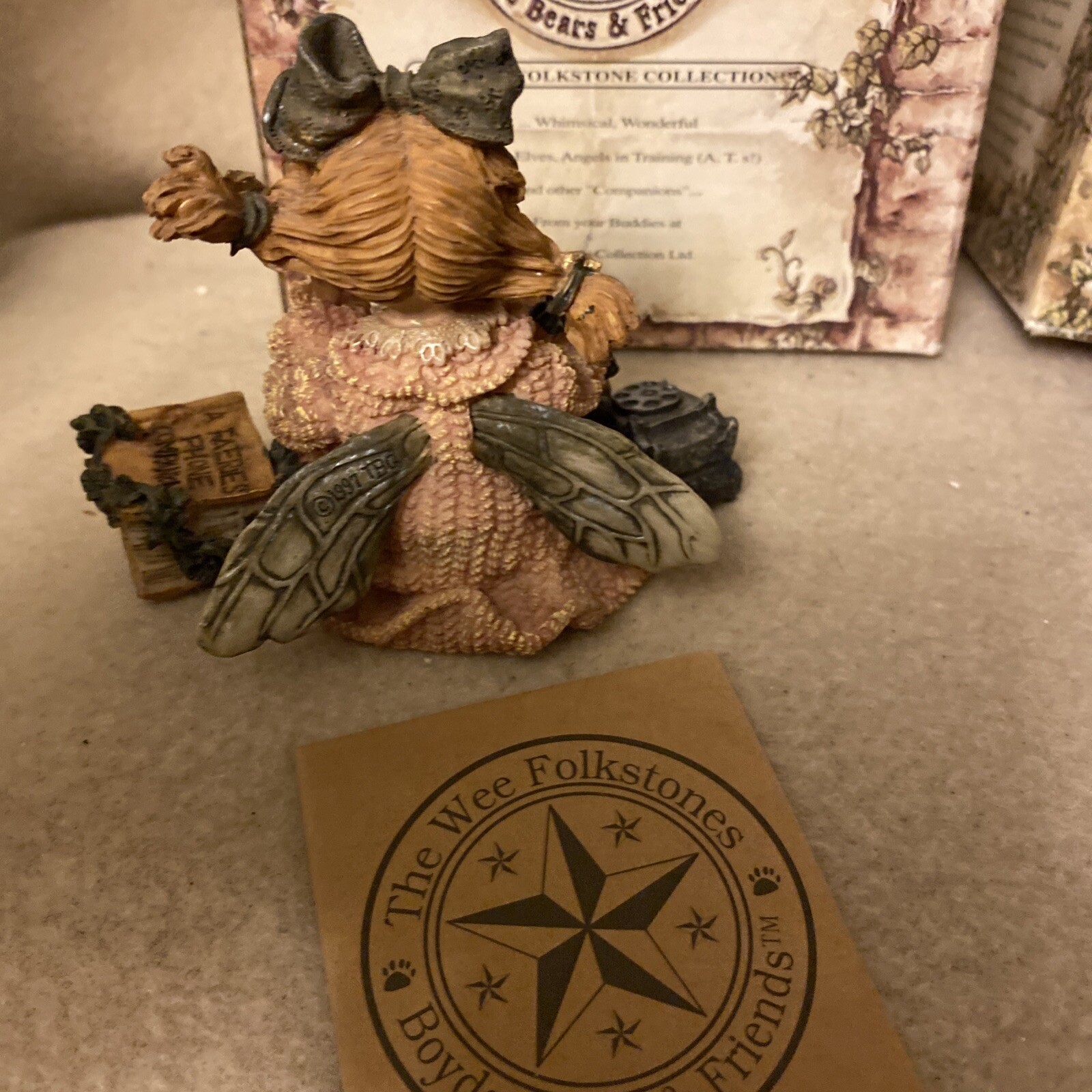 2 Boyds Wee Folkstone Faeries, Grandma & Gabrielle (Phone), In Box with COAs